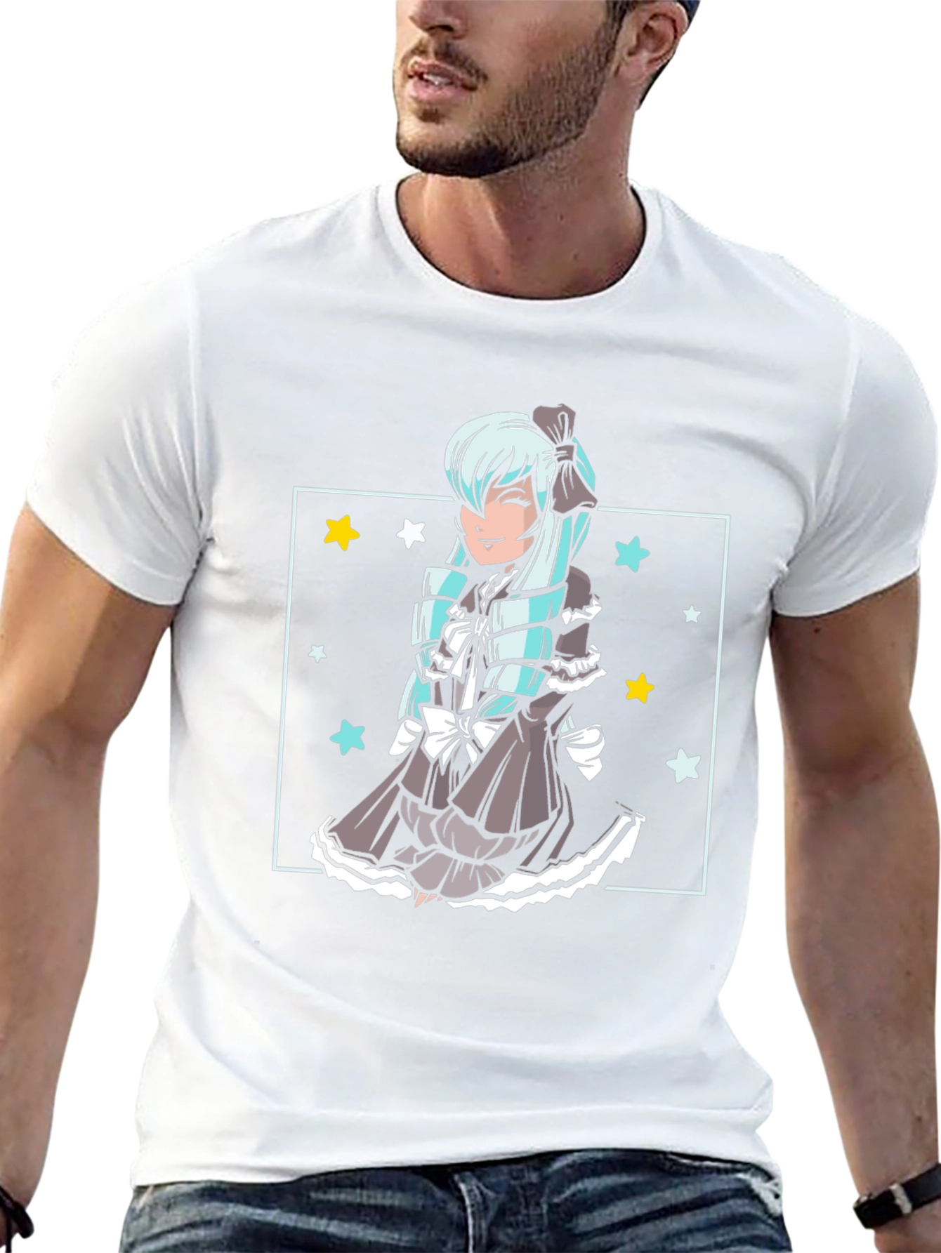Anime Girl Graphic Tee - Black Cotton Comfort