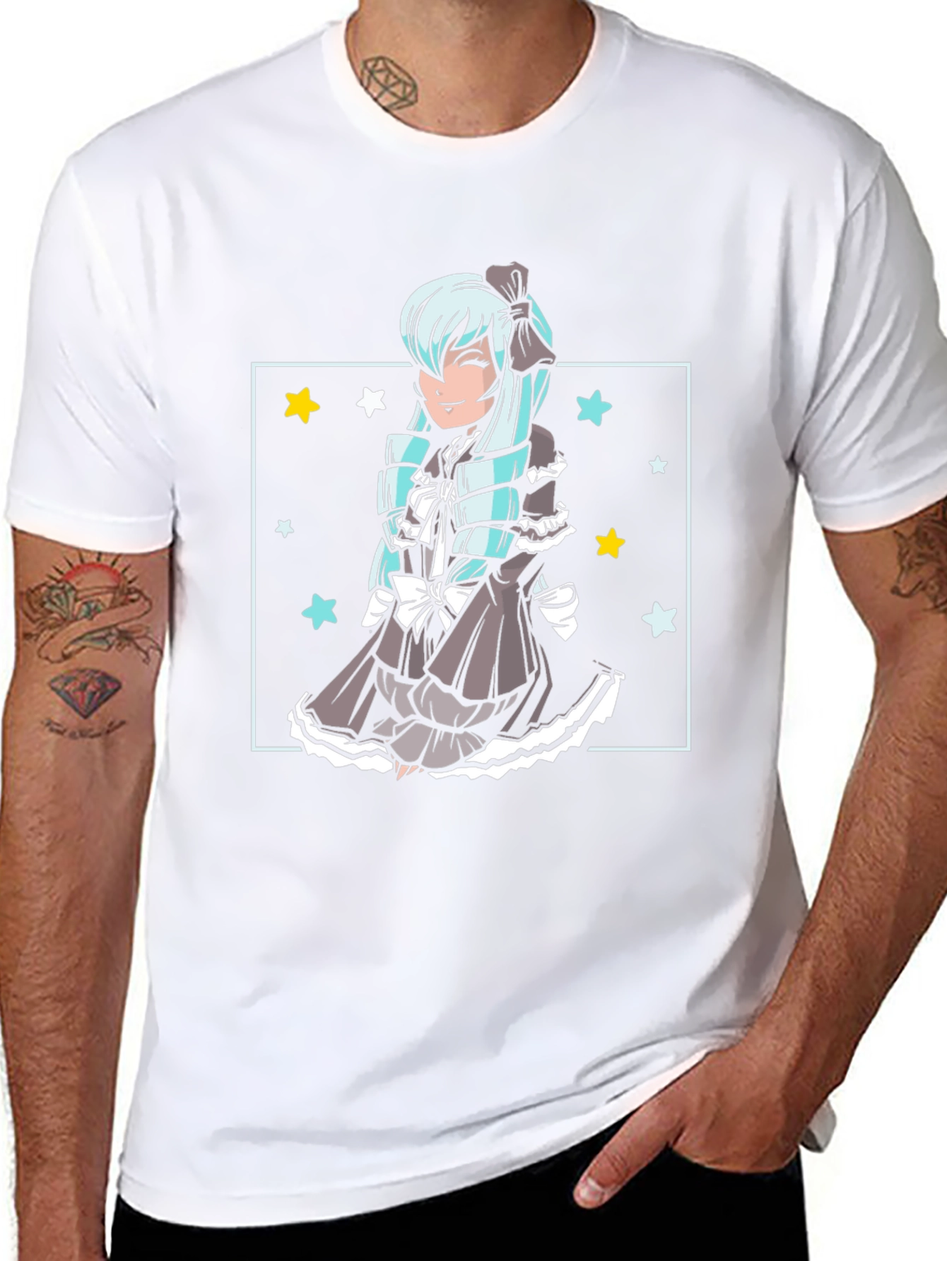 Anime Girl Graphic Tee - Black Cotton Comfort