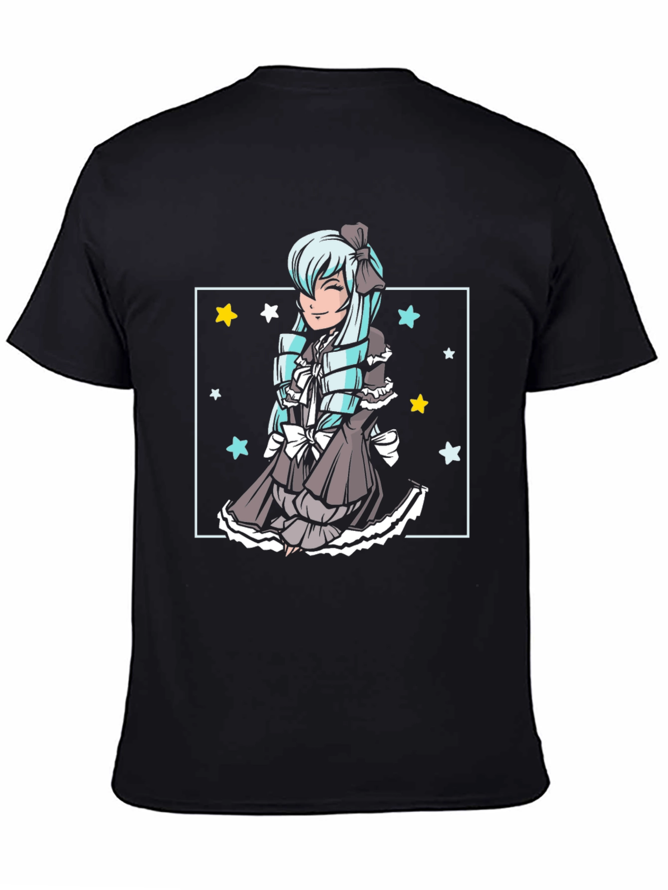 Anime Girl Graphic Tee - Black Cotton Comfort