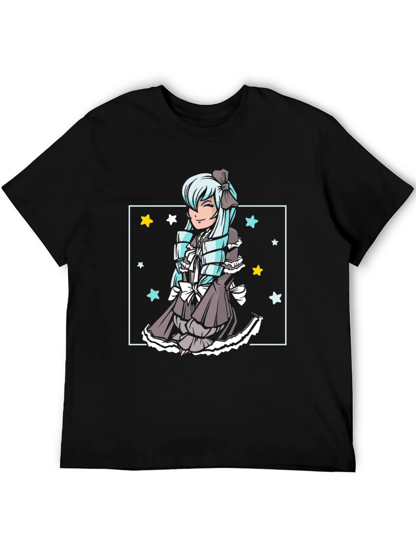 Anime Girl Graphic Tee - Black Cotton Comfort