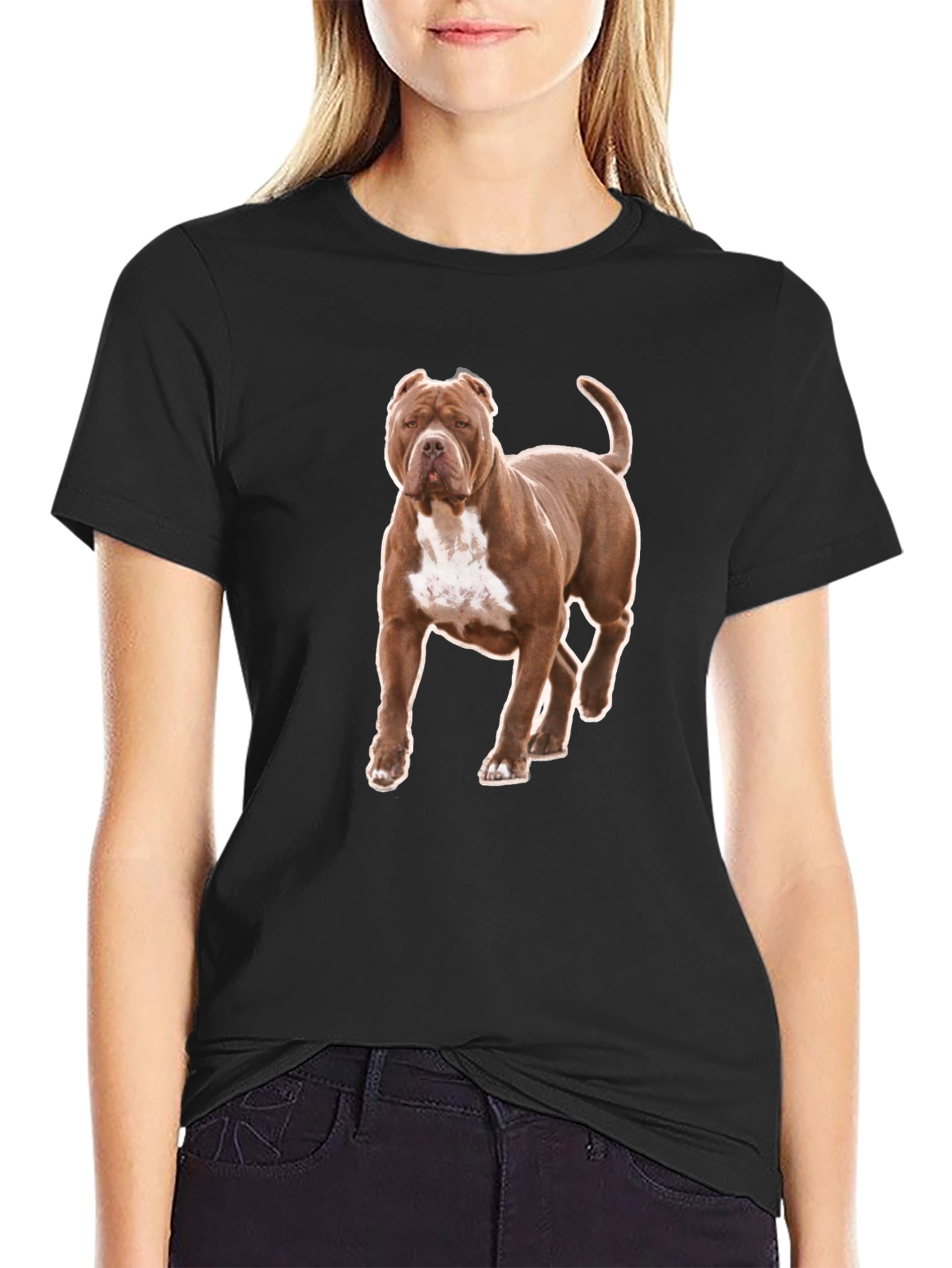 Pitbull Dog Graphic Tee - Black Cotton T-Shirt