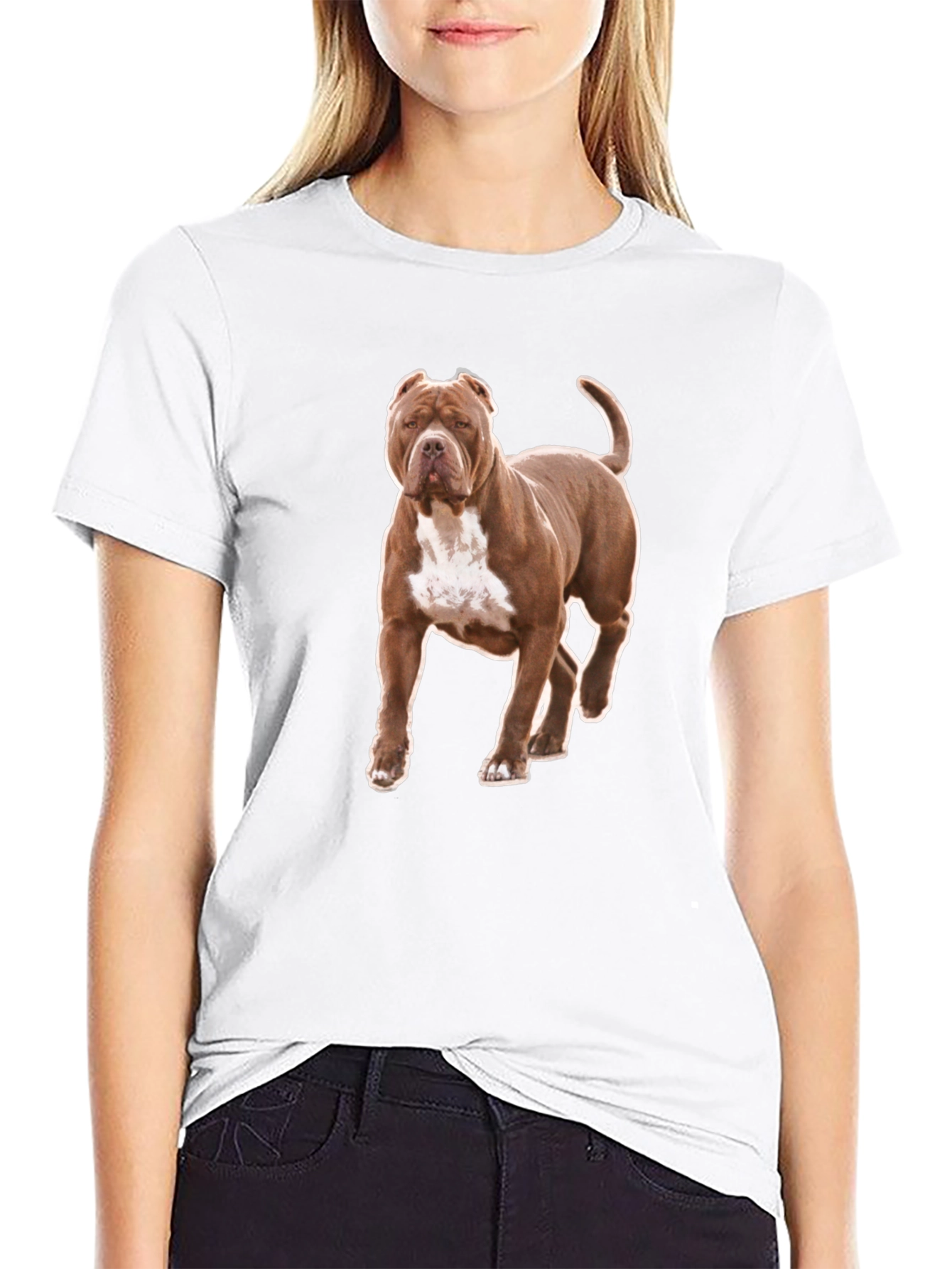 Pitbull Dog Graphic Tee - Black Cotton T-Shirt