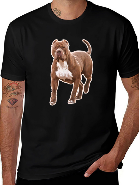 Pitbull Dog Graphic Tee - Black Cotton T-Shirt