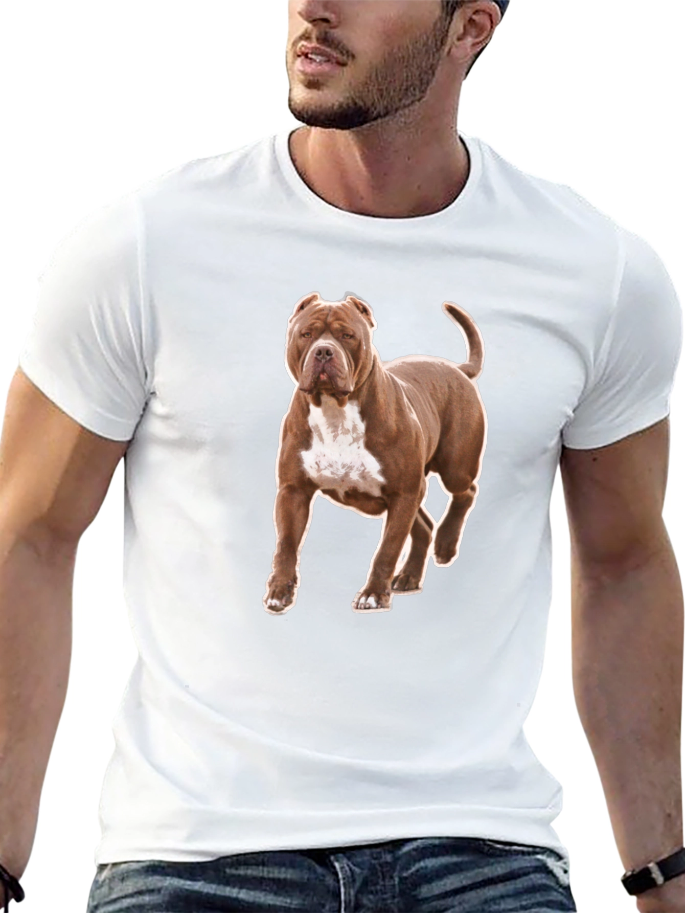 Pitbull Dog Graphic Tee - Black Cotton T-Shirt