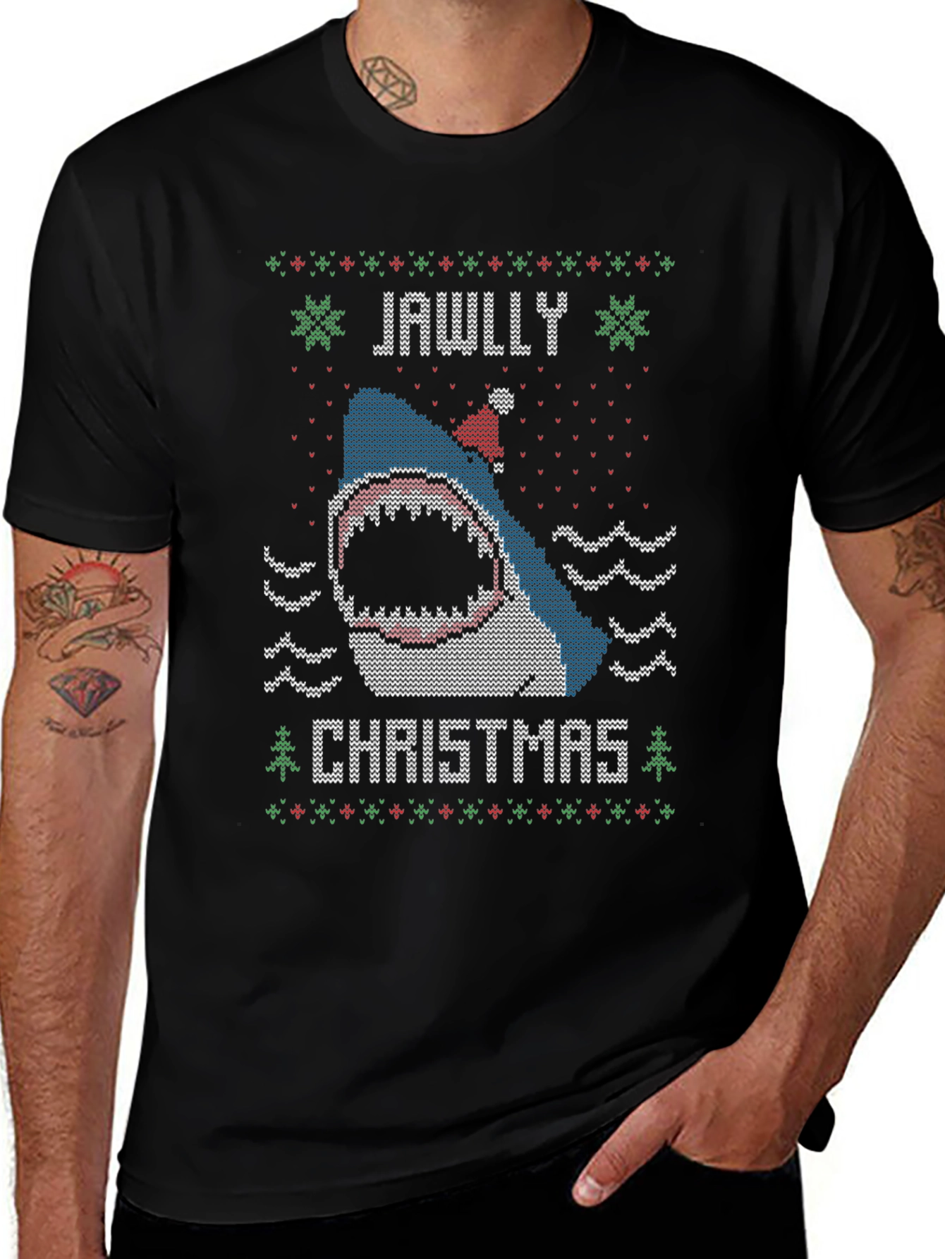 Jawlly Christmas Shark Ugly Sweater T-Shirt