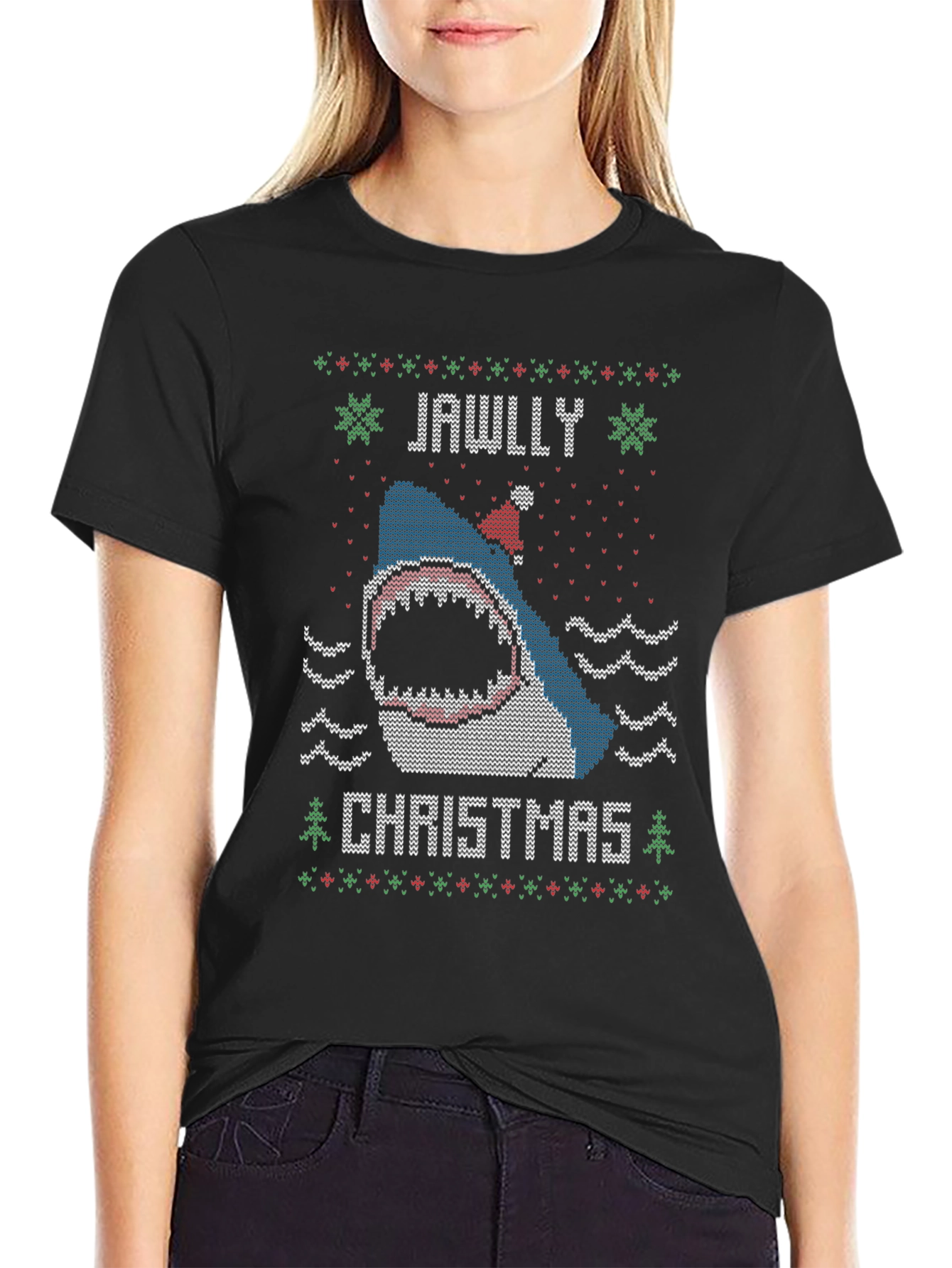 Jawlly Christmas Shark Ugly Sweater T-Shirt