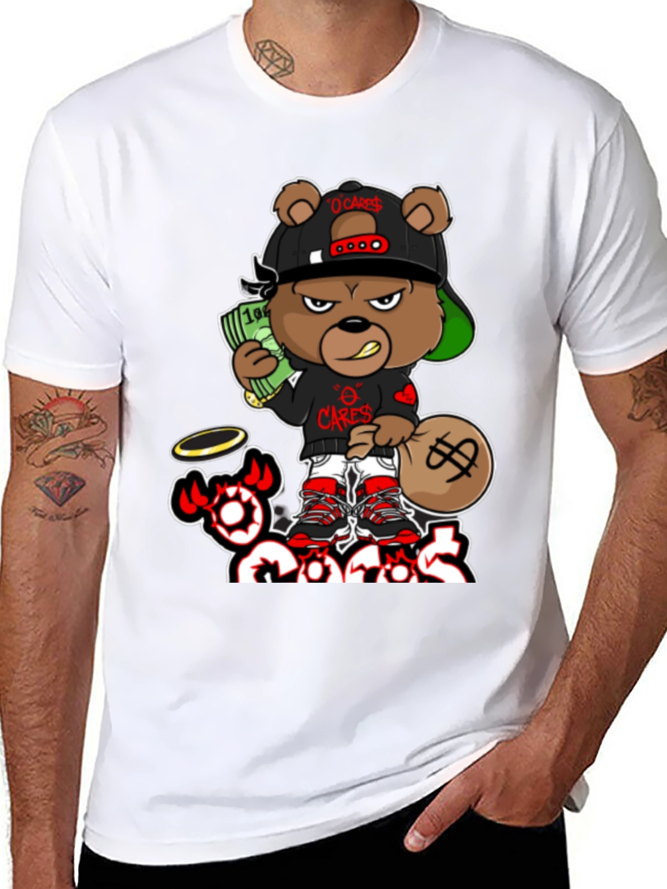 Gangster Bear Graphic T-Shirt
