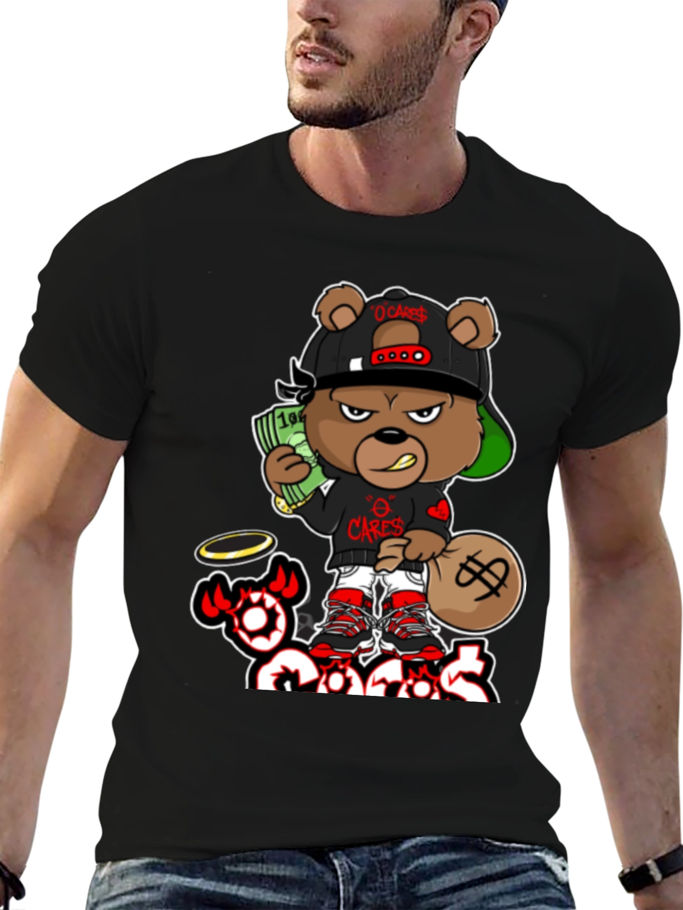 Gangster Bear Graphic T-Shirt