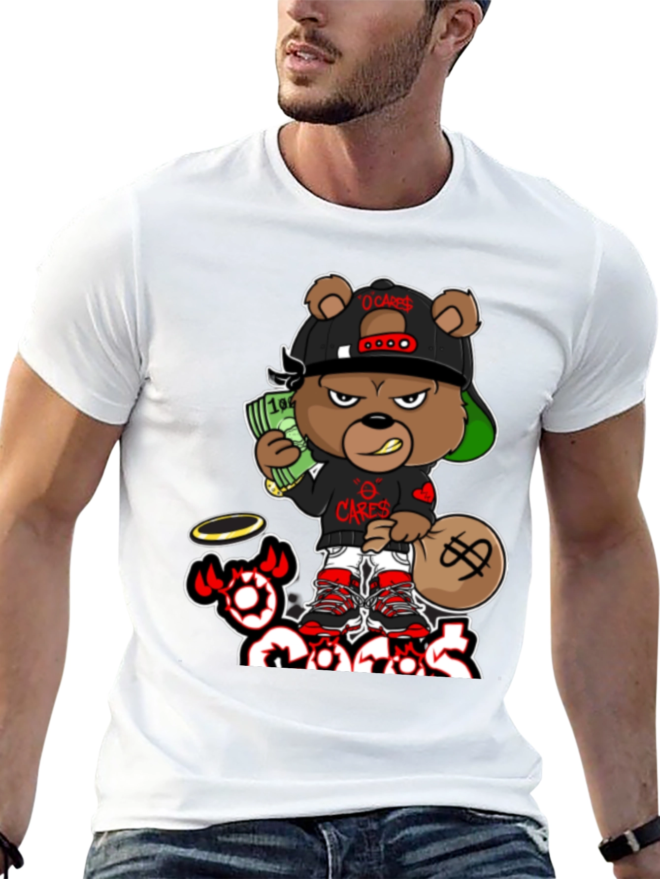 Gangster Bear Graphic T-Shirt