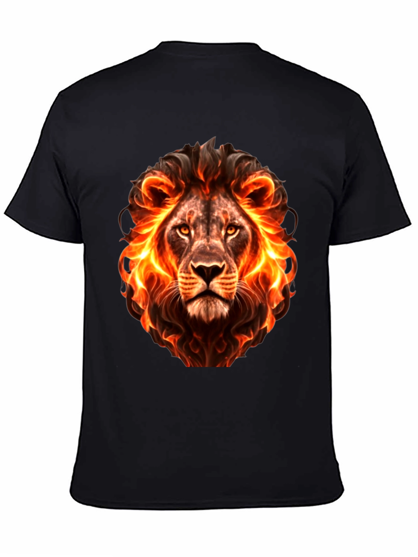 Fiery Lion Graphic Black T-Shirt