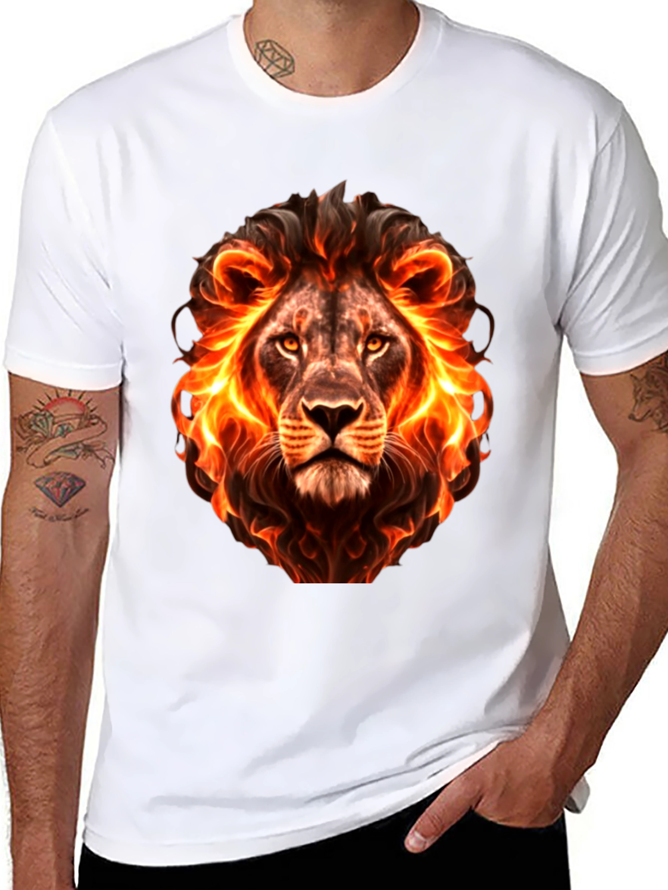 Fiery Lion Graphic Black T-Shirt