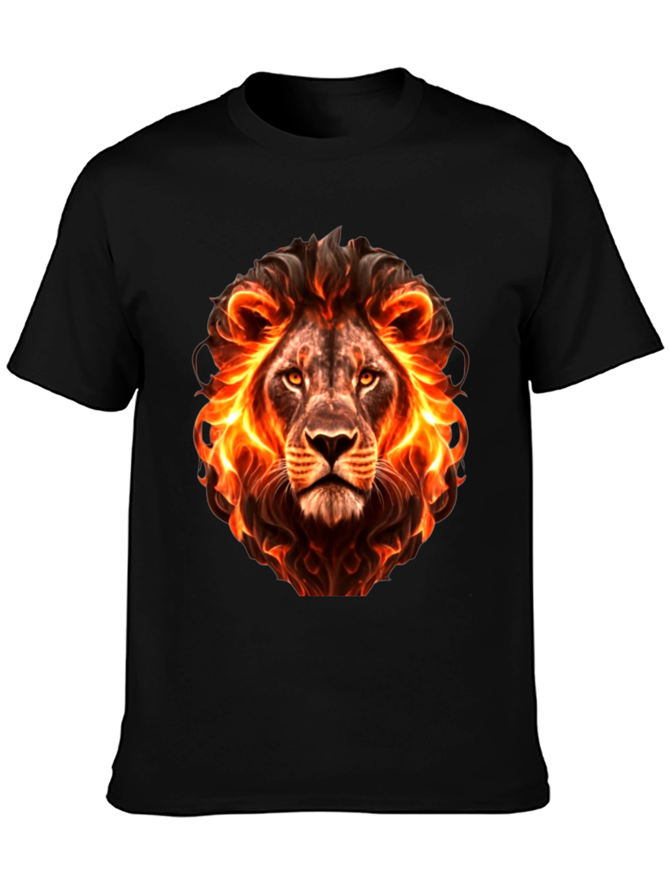 Fiery Lion Graphic Black T-Shirt