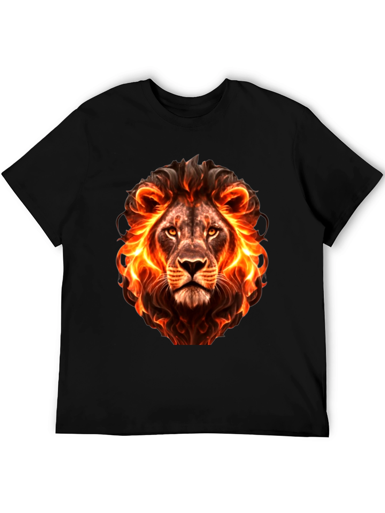 Fiery Lion Graphic Black T-Shirt