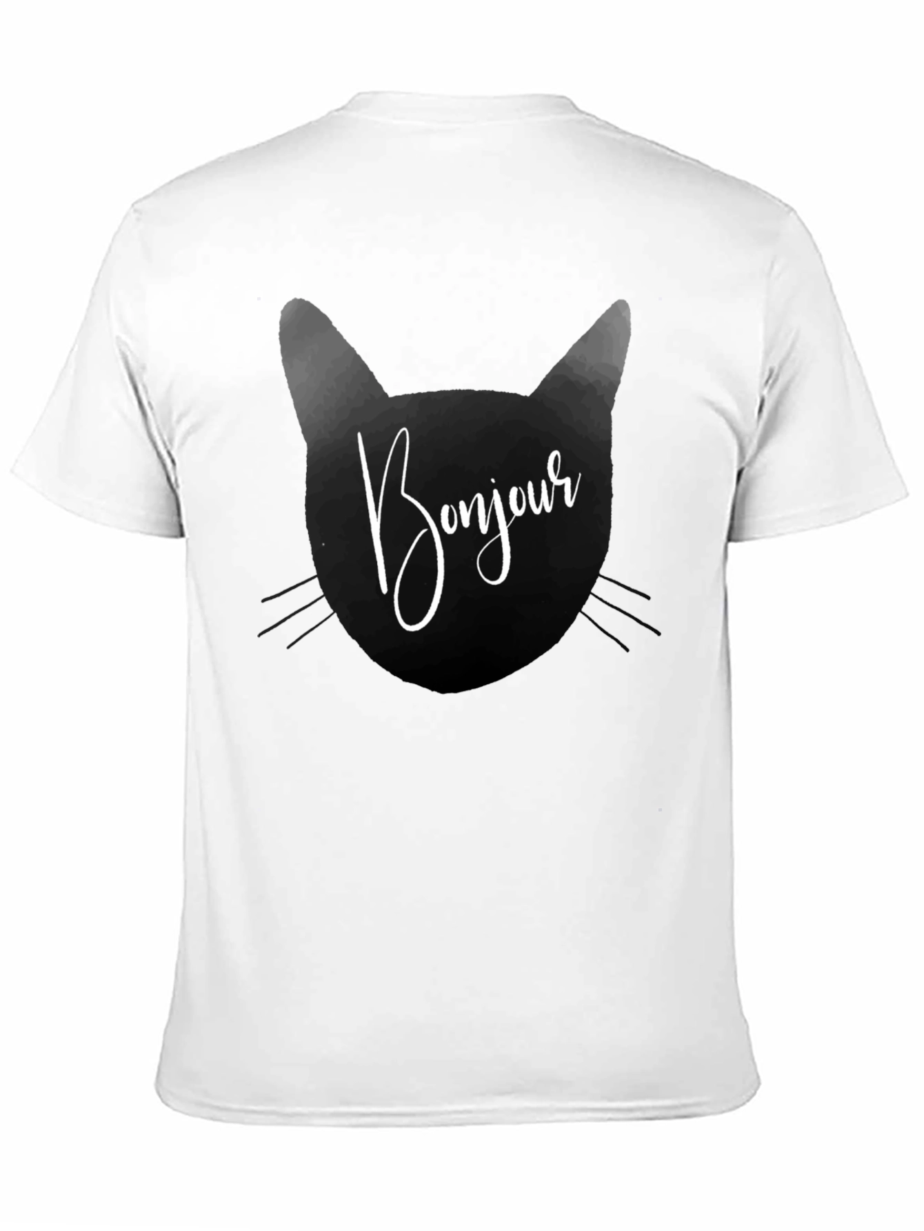 Bonjour Cat Graphic Tee - Black T-Shirt