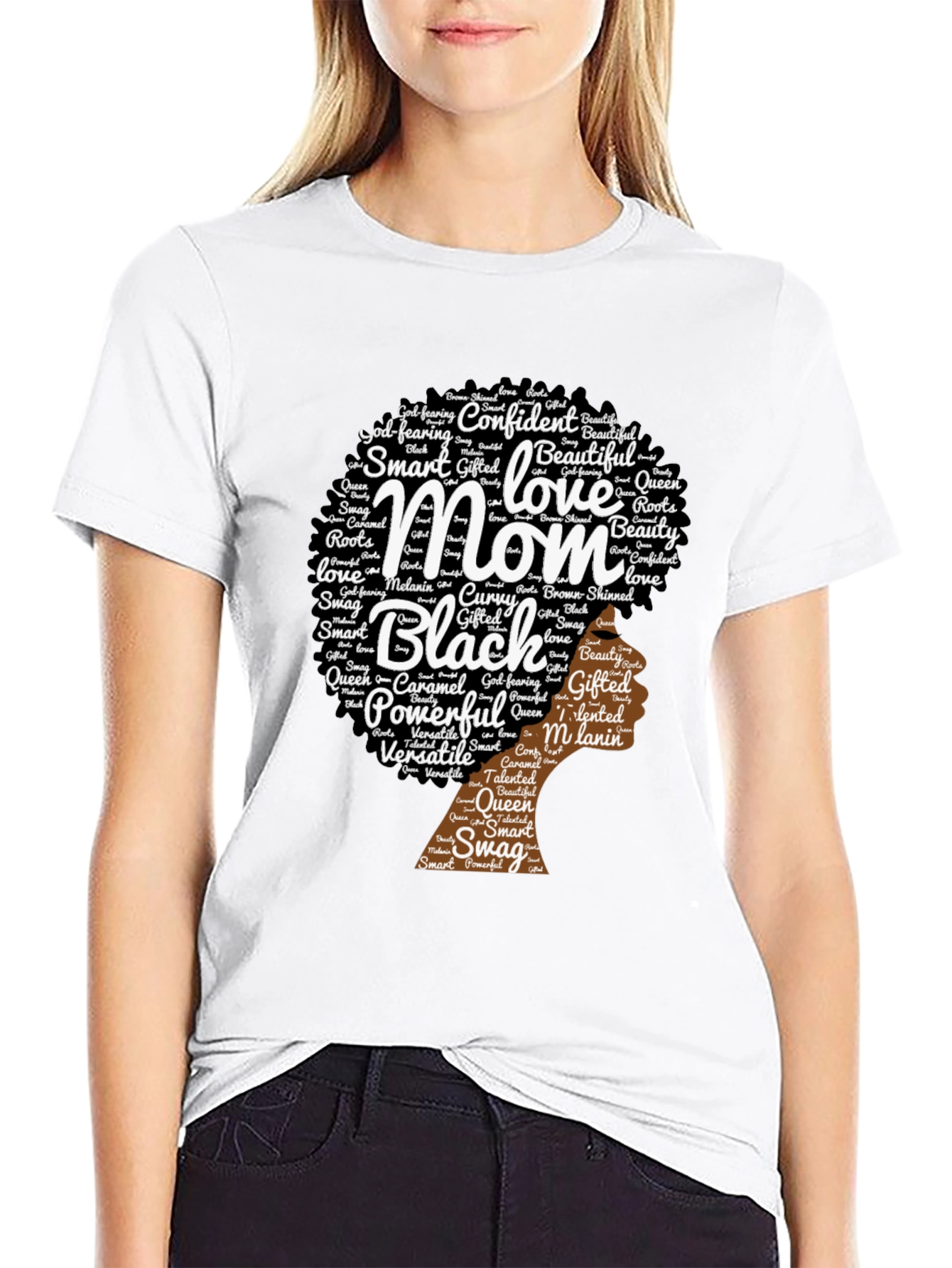 Black Mom T-Shirt - Afro Word Art