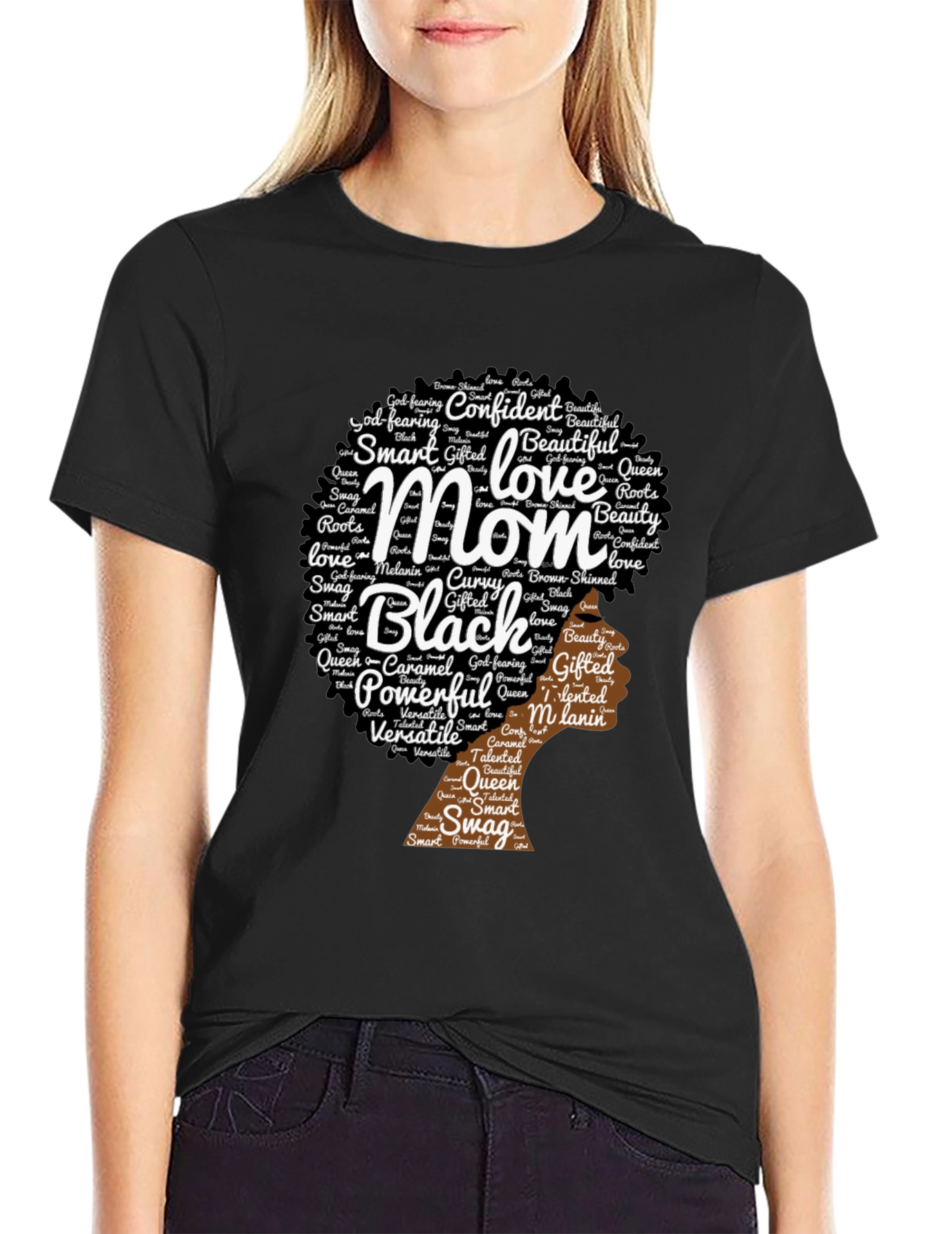 Black Mom T-Shirt - Afro Word Art