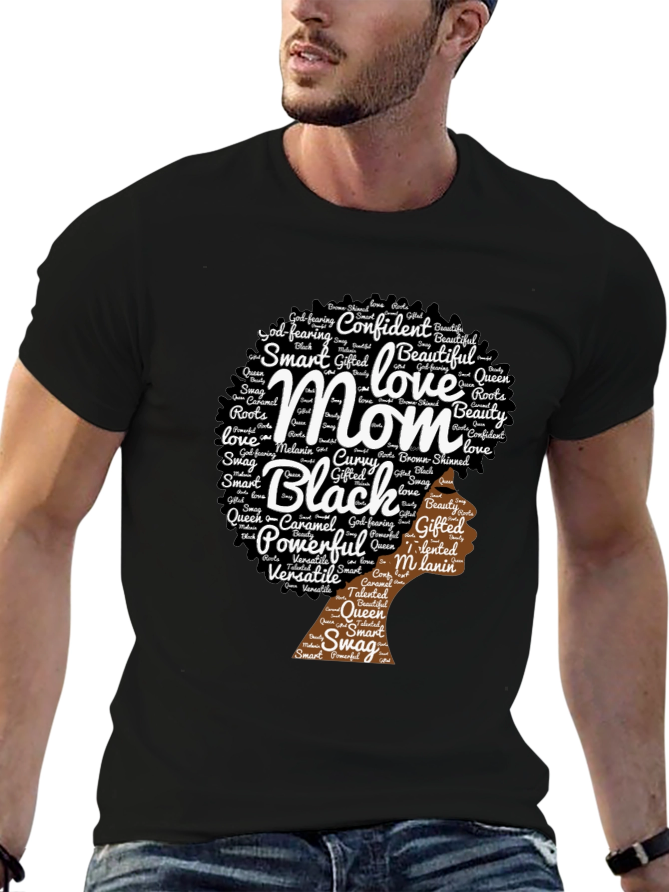 Black Mom T-Shirt - Afro Word Art