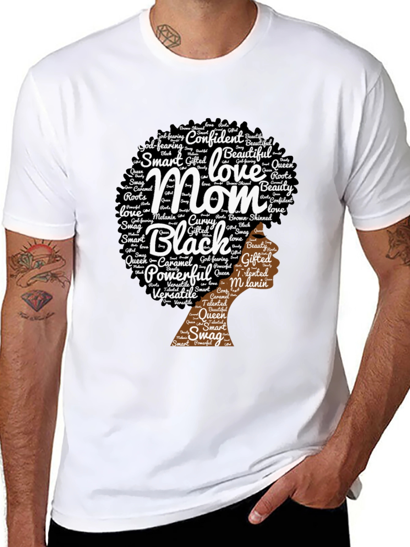 Black Mom T-Shirt - Afro Word Art