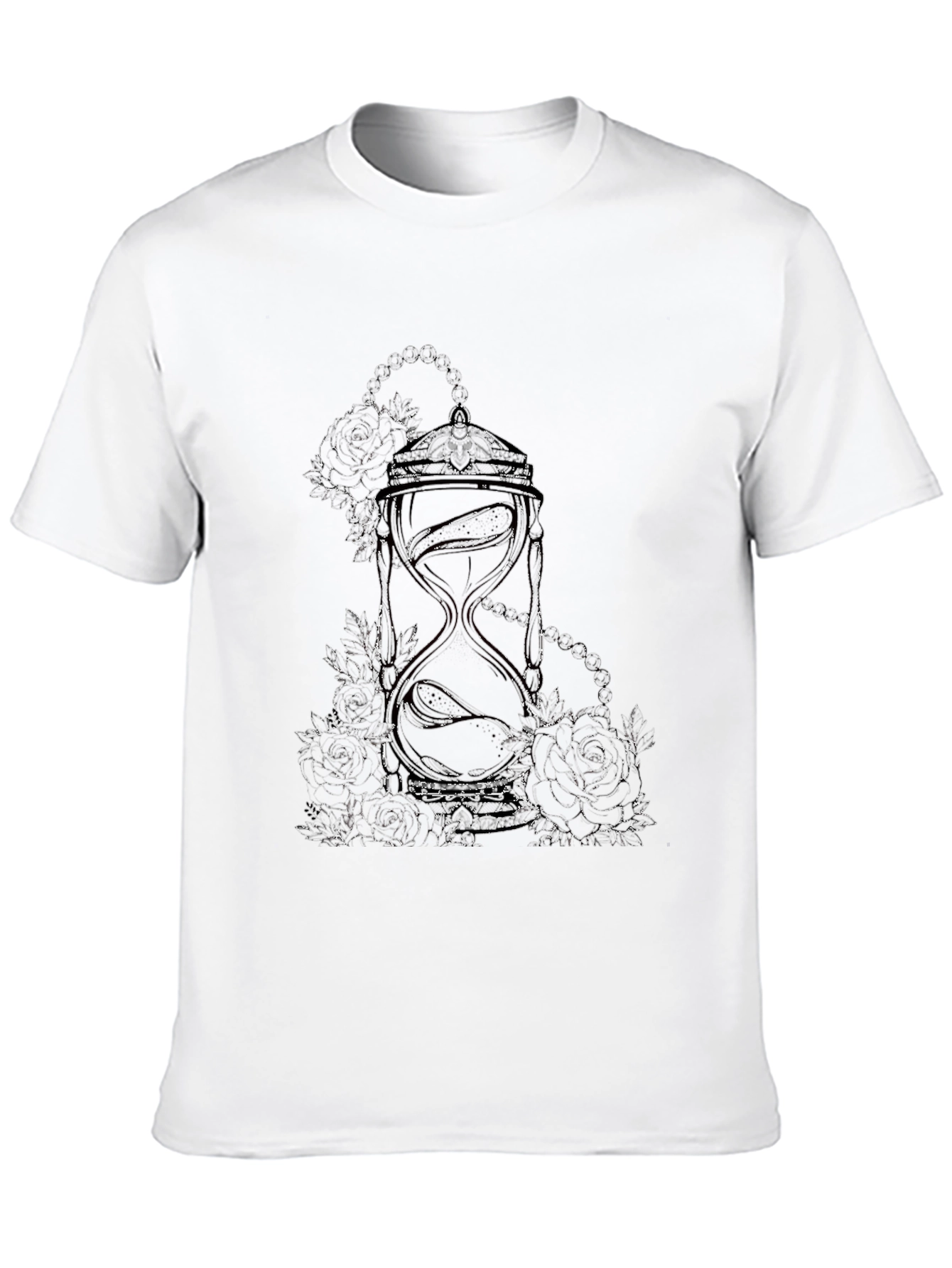 Hourglass Roses Graphic Print Black T-Shirt
