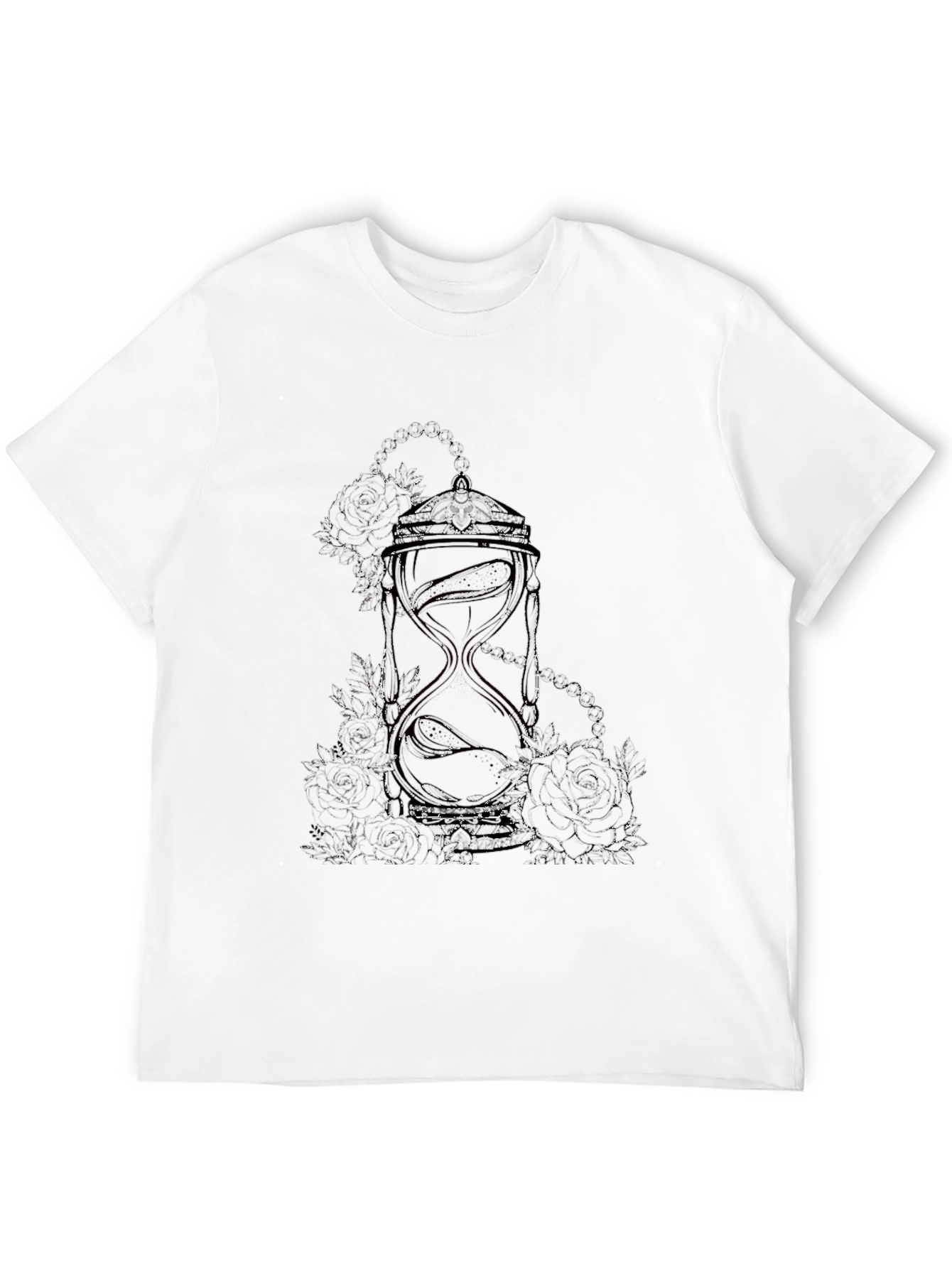 Hourglass Roses Graphic Print Black T-Shirt