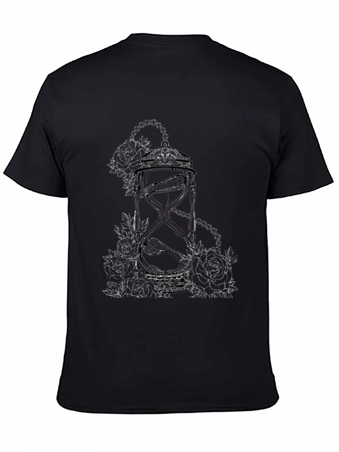 Hourglass Roses Graphic Print Black T-Shirt