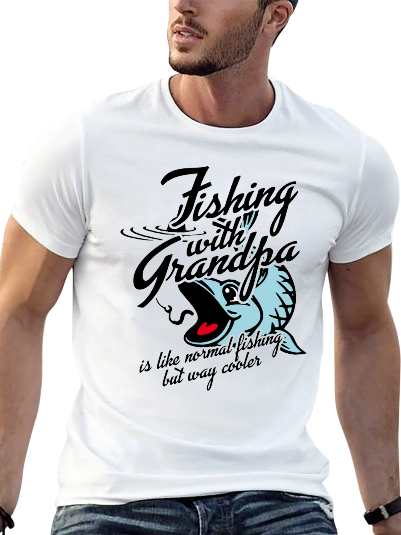 Fishing with Grandpa T-Shirt - Black