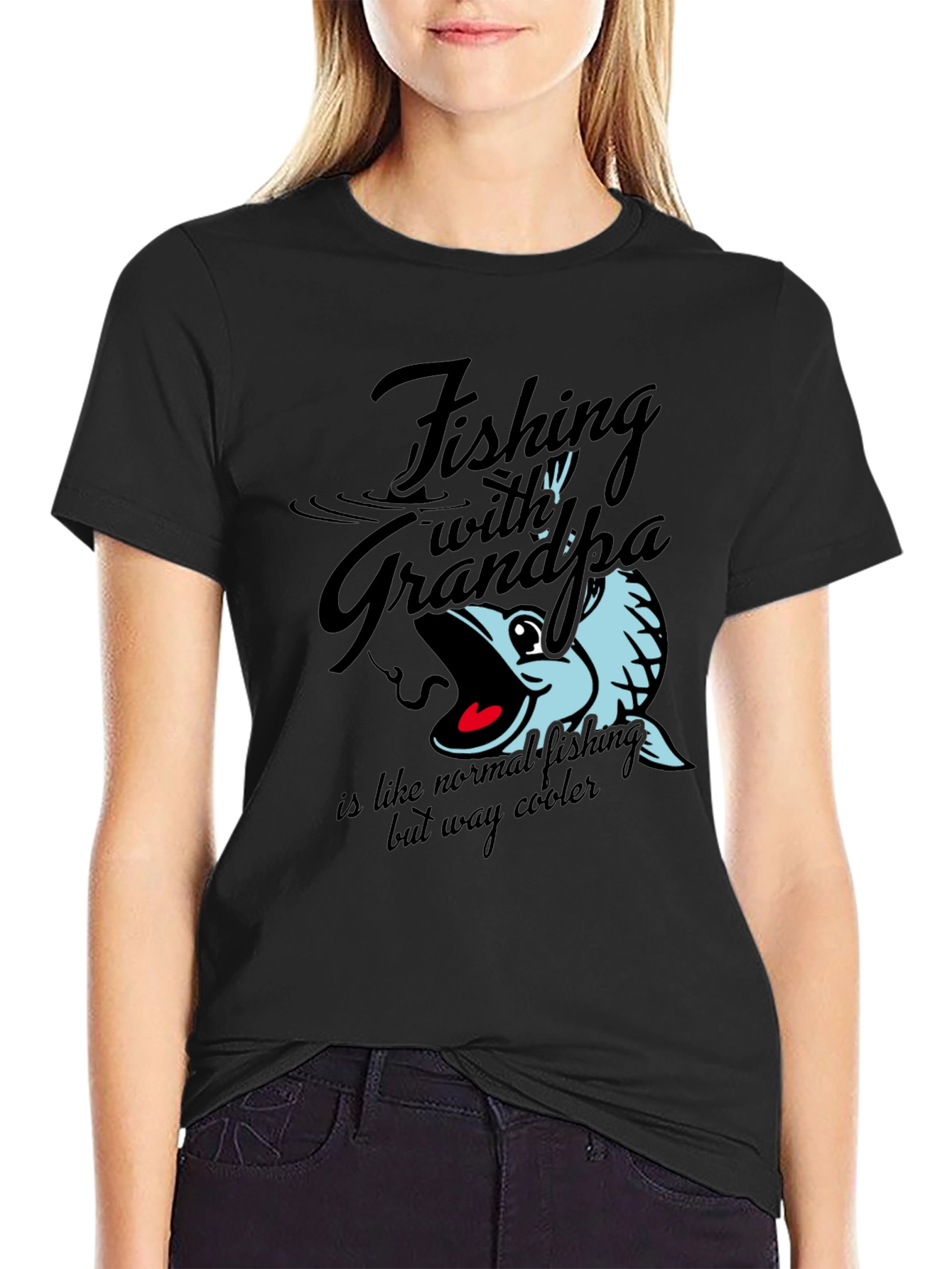 Fishing with Grandpa T-Shirt - Black