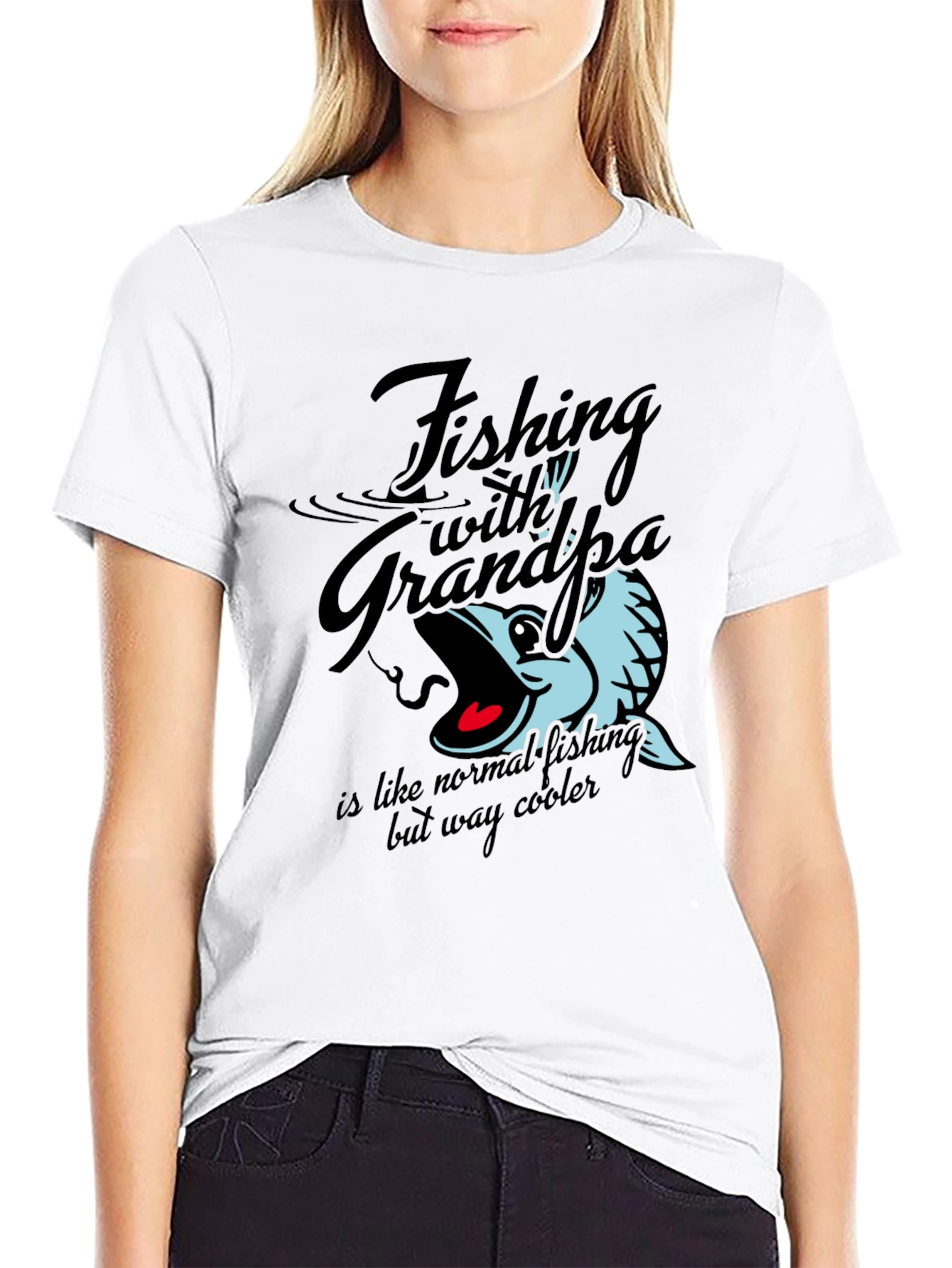 Fishing with Grandpa T-Shirt - Black