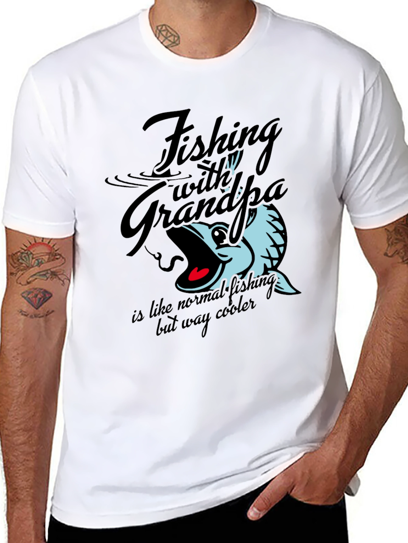 Fishing with Grandpa T-Shirt - Black