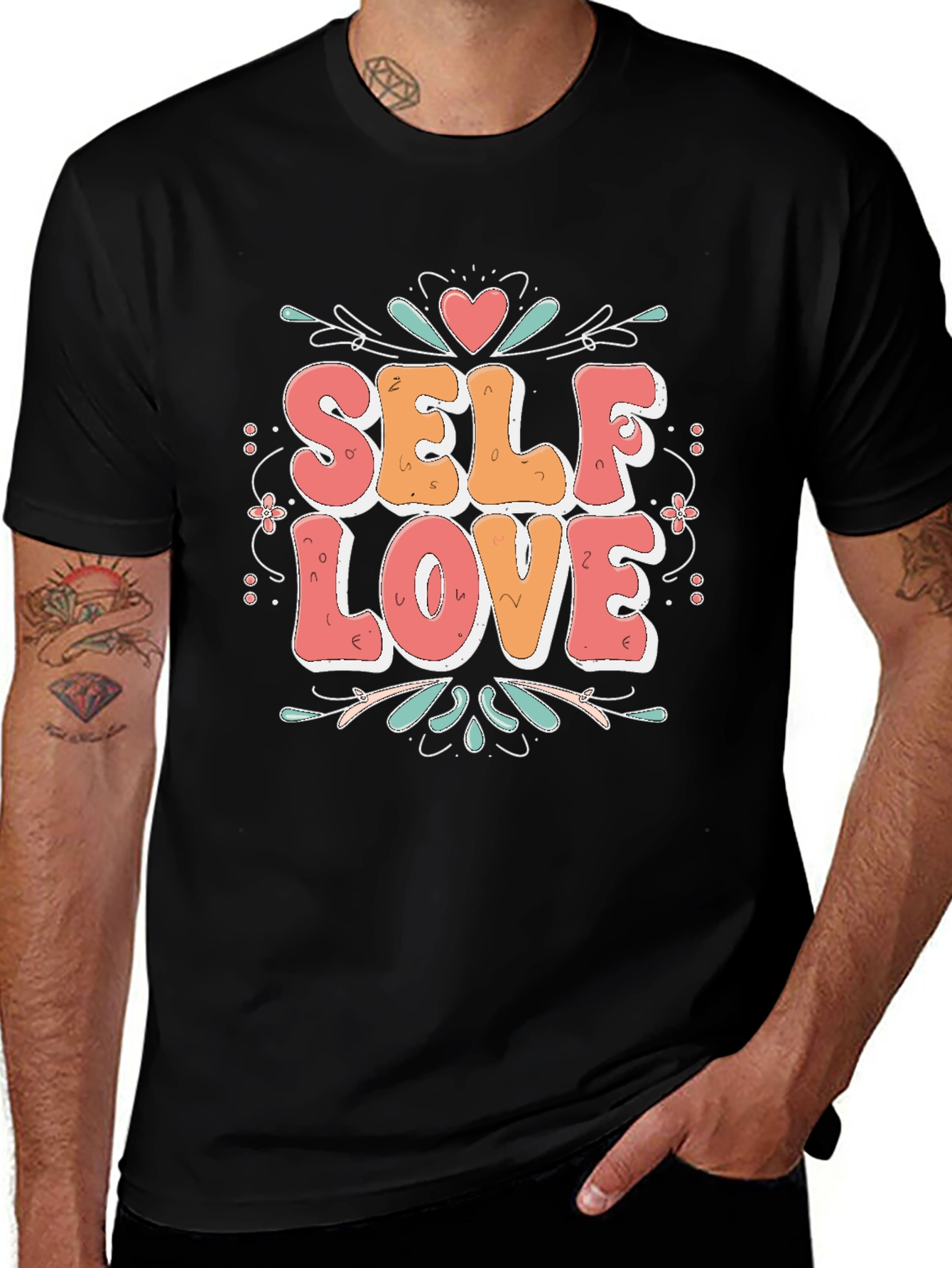 Self Love Graphic Tee - Black Cotton Shirt