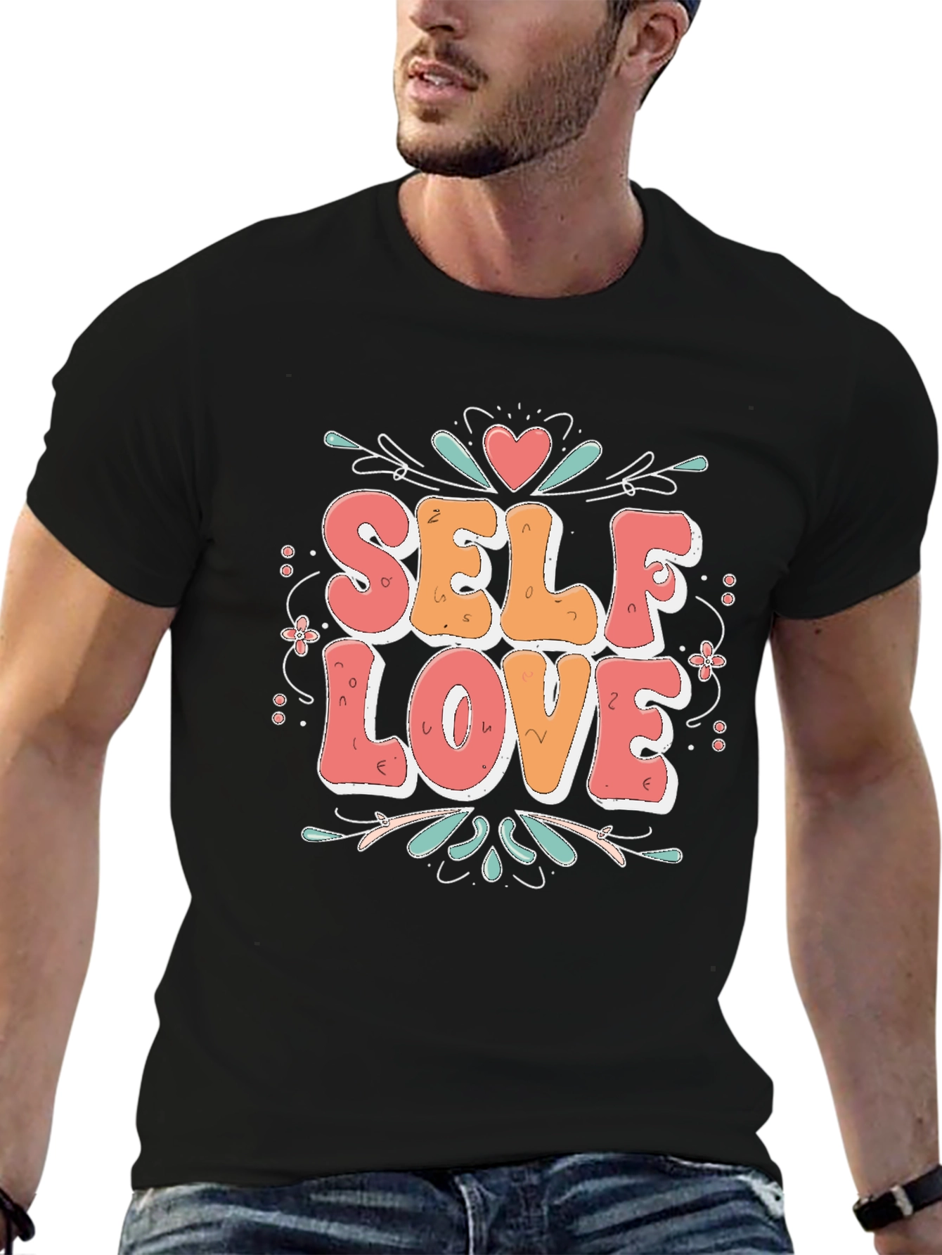Self Love Graphic Tee - Black Cotton Shirt