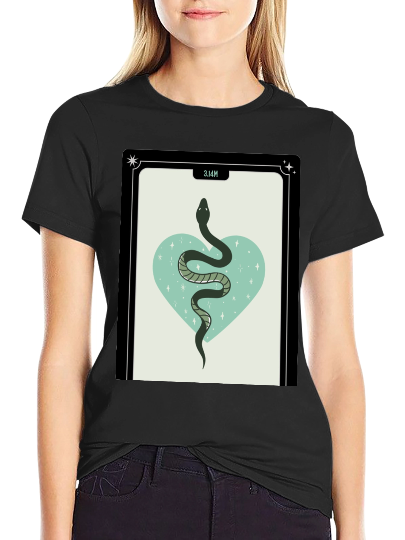 Mystic Snake Heart Graphic Black T-Shirt