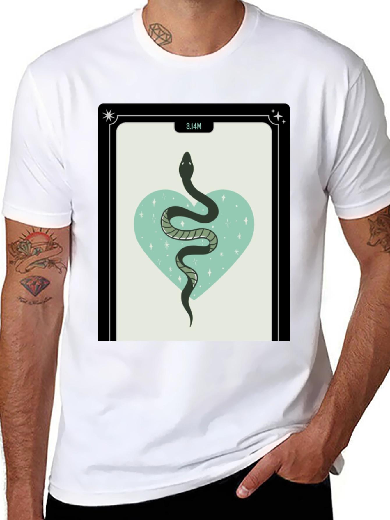 Mystic Snake Heart Graphic Black T-Shirt