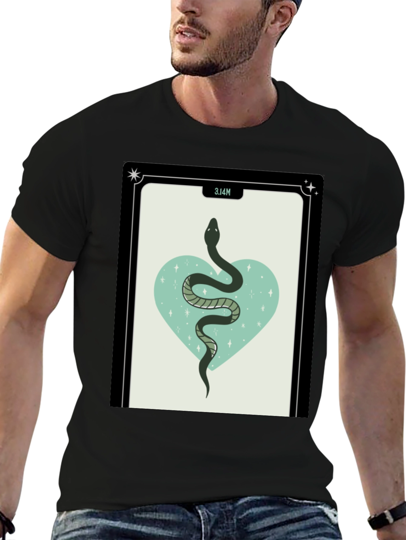 Mystic Snake Heart Graphic Black T-Shirt
