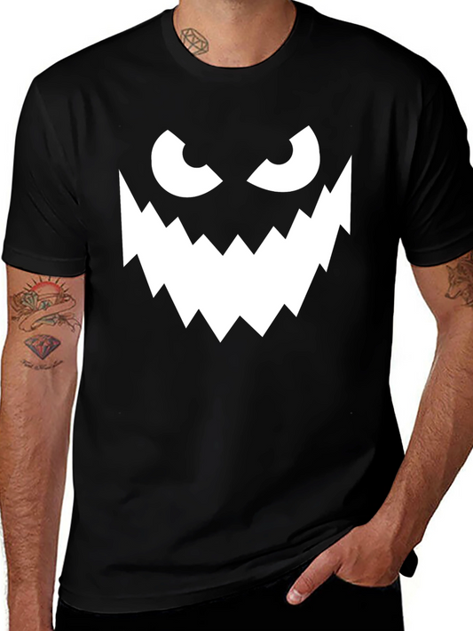 Spooky Monster Face Graphic Tee - Halloween Shirt