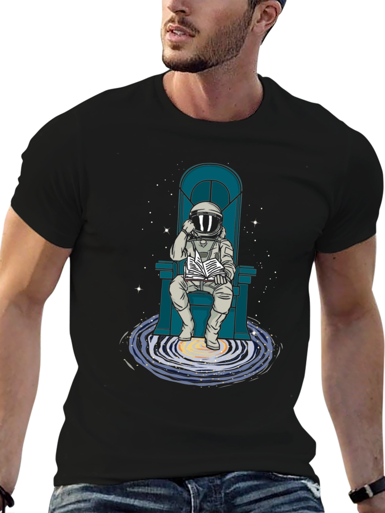 Astronaut Reading Galaxy Book T-Shirt