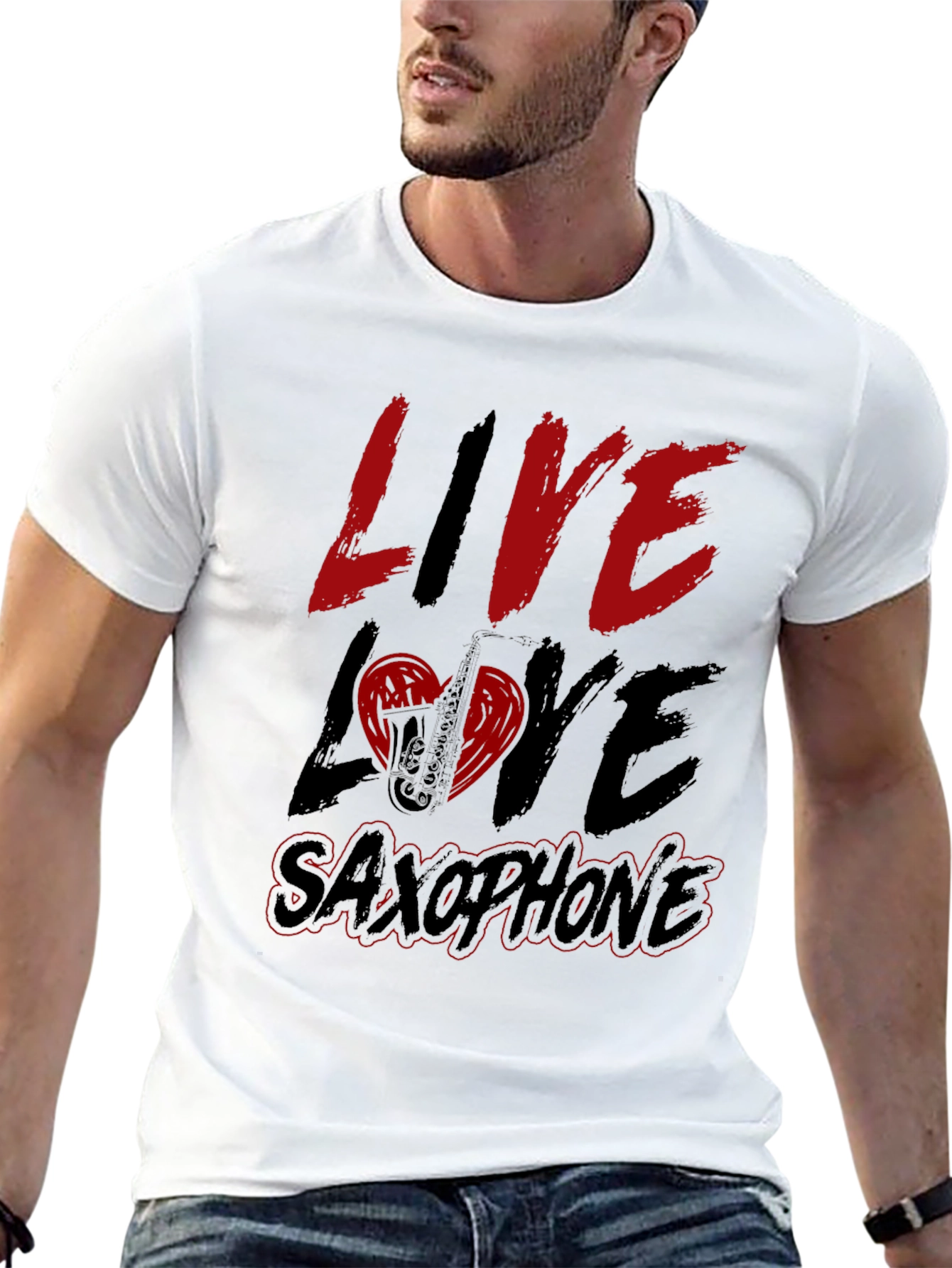 Live Love Saxophone T-Shirt - Music Lover Tee
