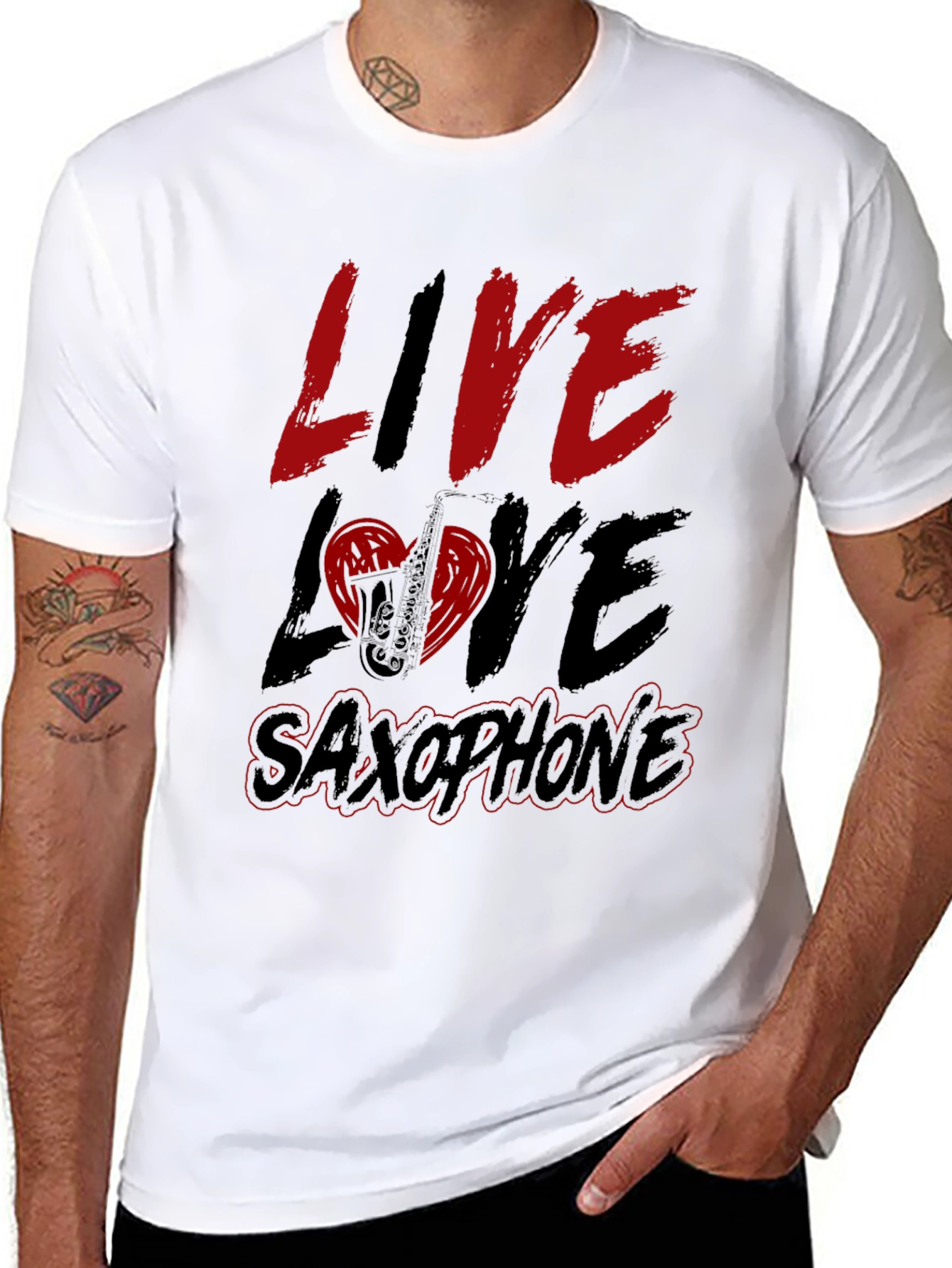 Live Love Saxophone T-Shirt - Music Lover Tee