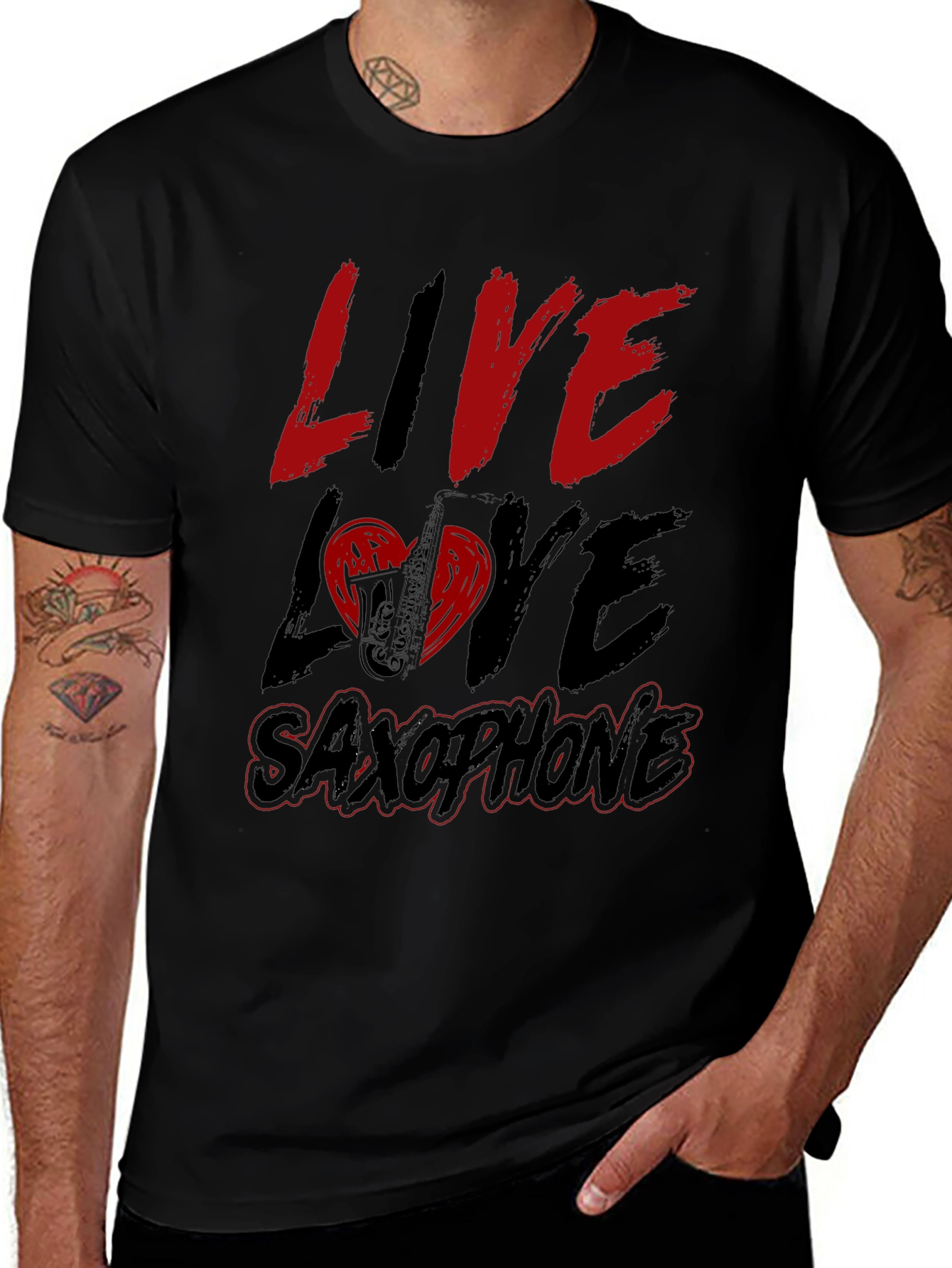Live Love Saxophone T-Shirt - Music Lover Tee