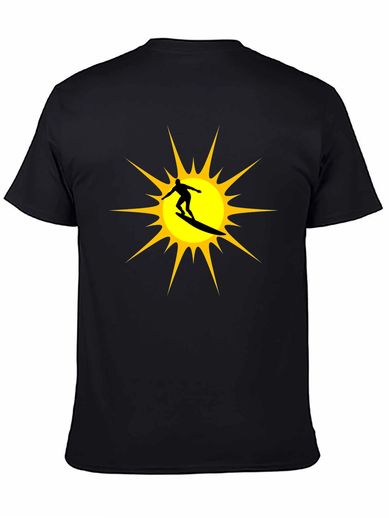 Surfer Sun Graphic Tee - Black Cotton T-Shirt