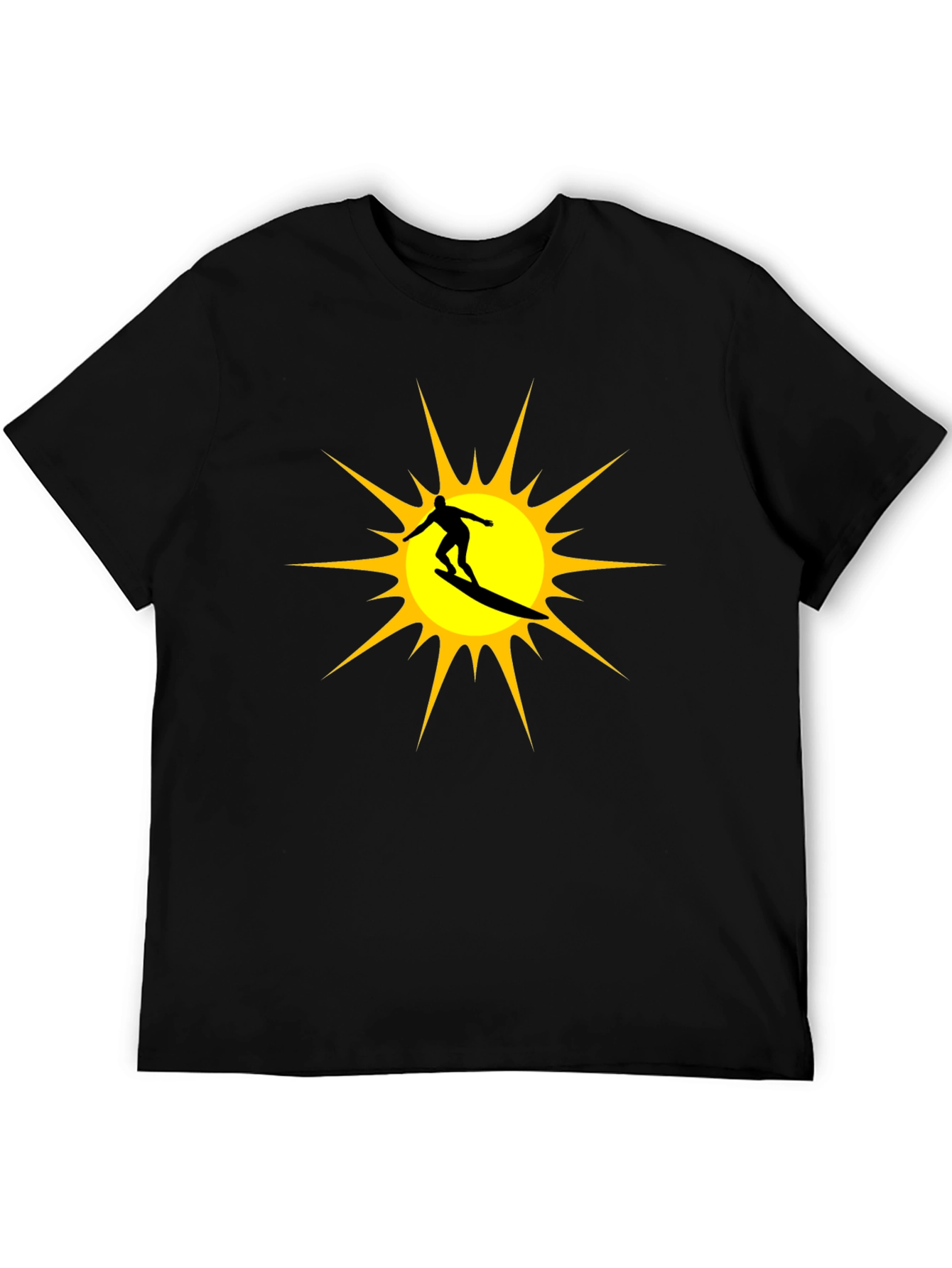 Surfer Sun Graphic Tee - Black Cotton T-Shirt
