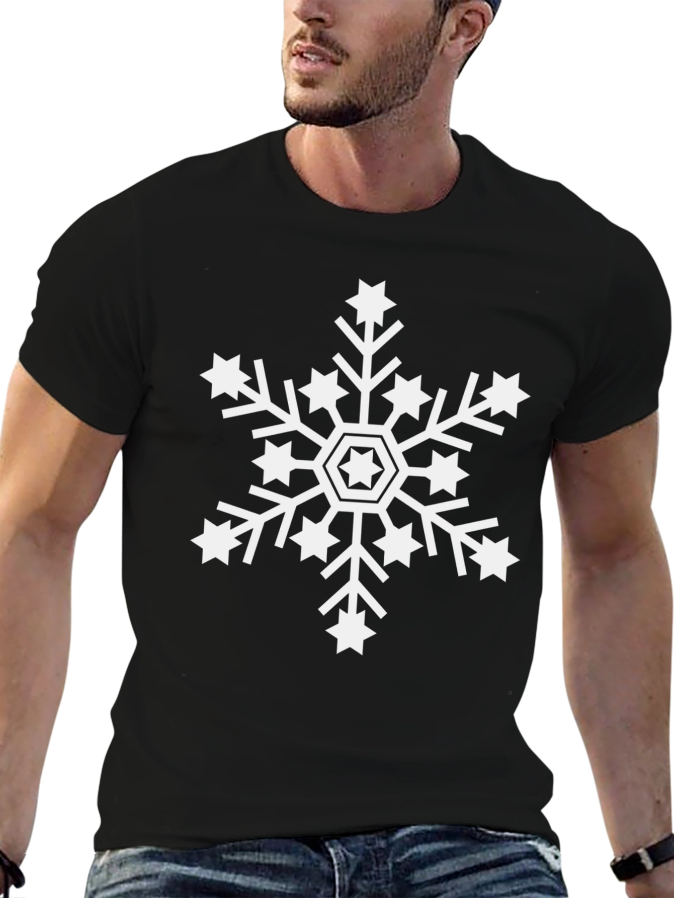 Snowflake Graphic Tee - Black Cotton Blend