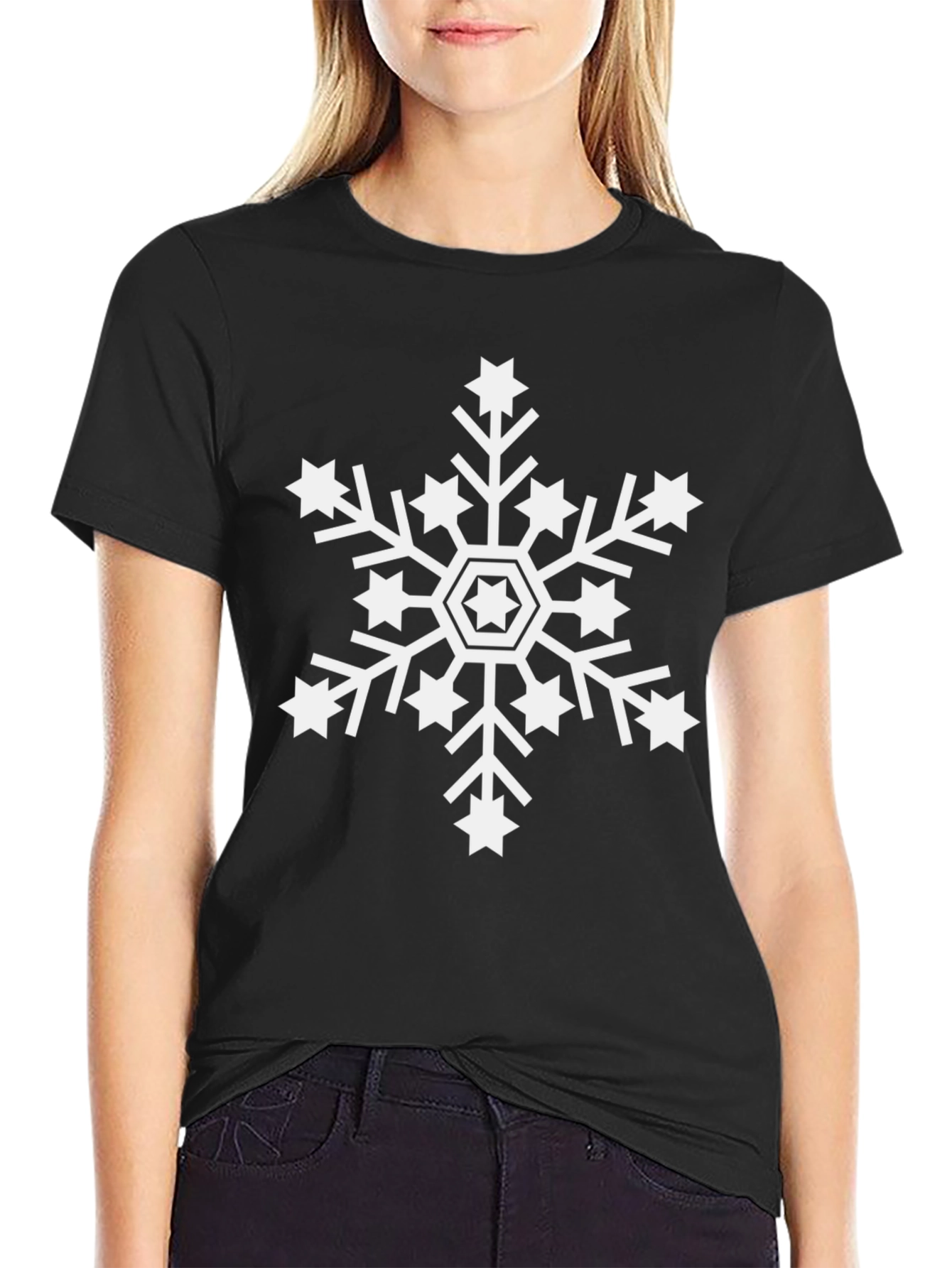 Snowflake Graphic Tee - Black Cotton Blend