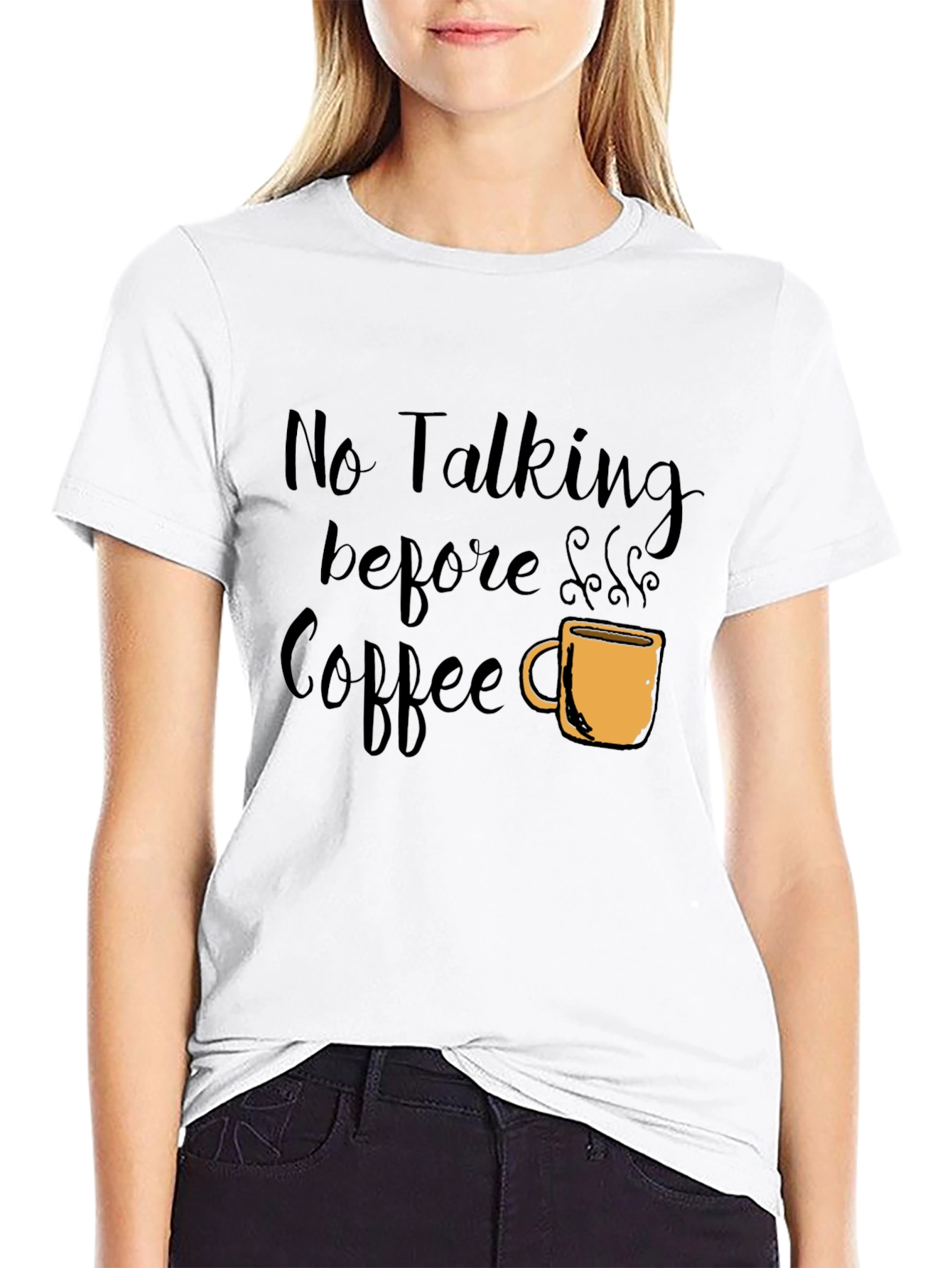 No Talking Before Coffee Graphic Tee - Black