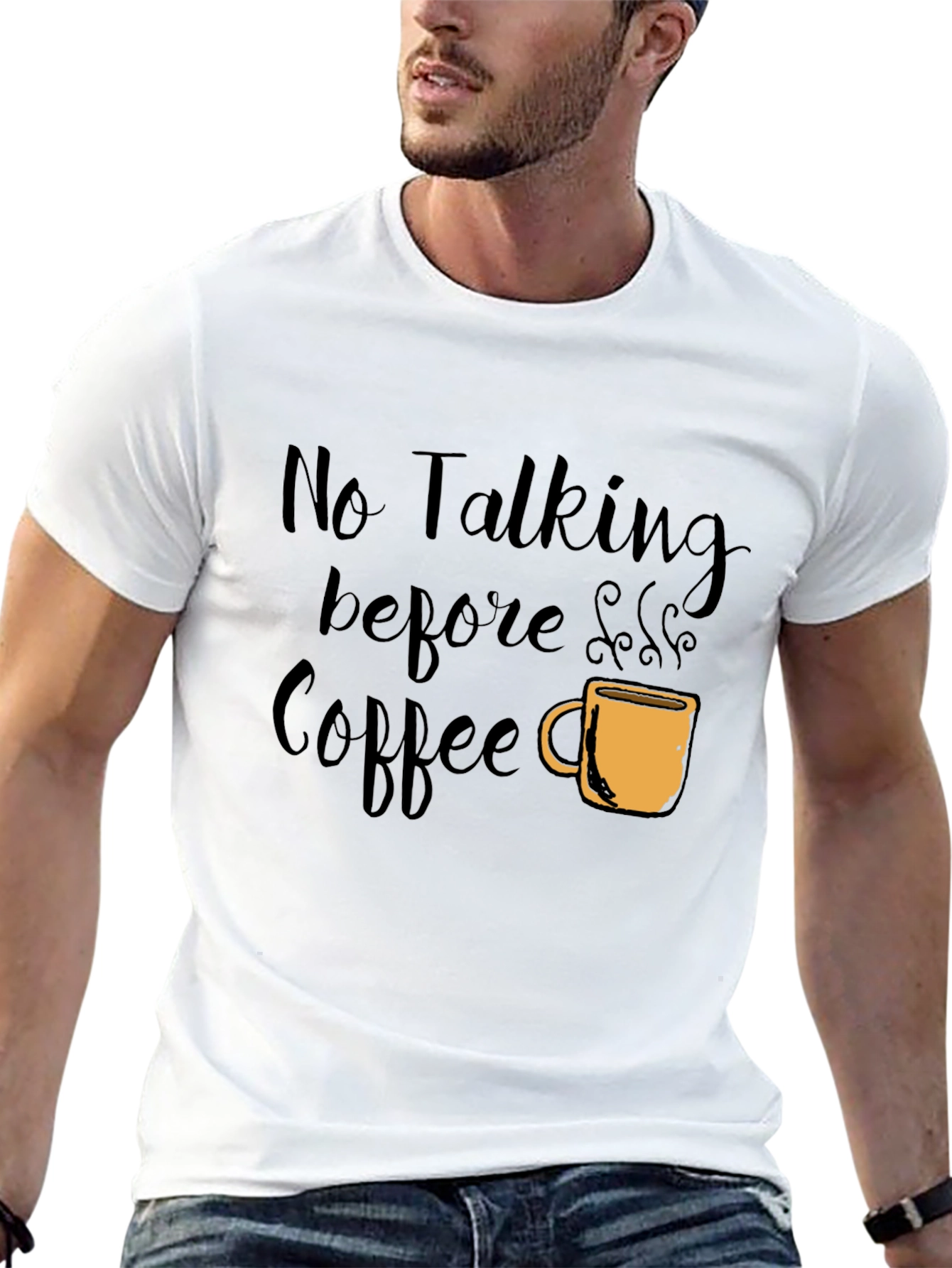 No Talking Before Coffee Graphic Tee - Black