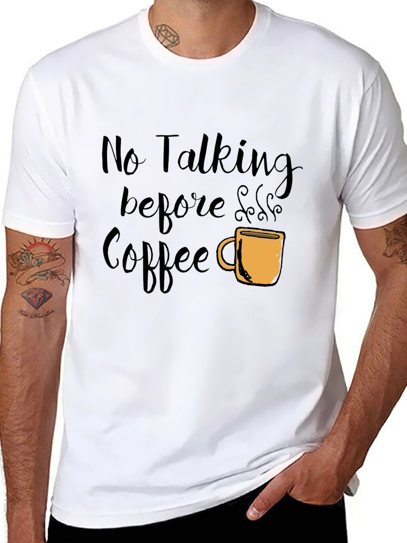 No Talking Before Coffee Graphic Tee - Black