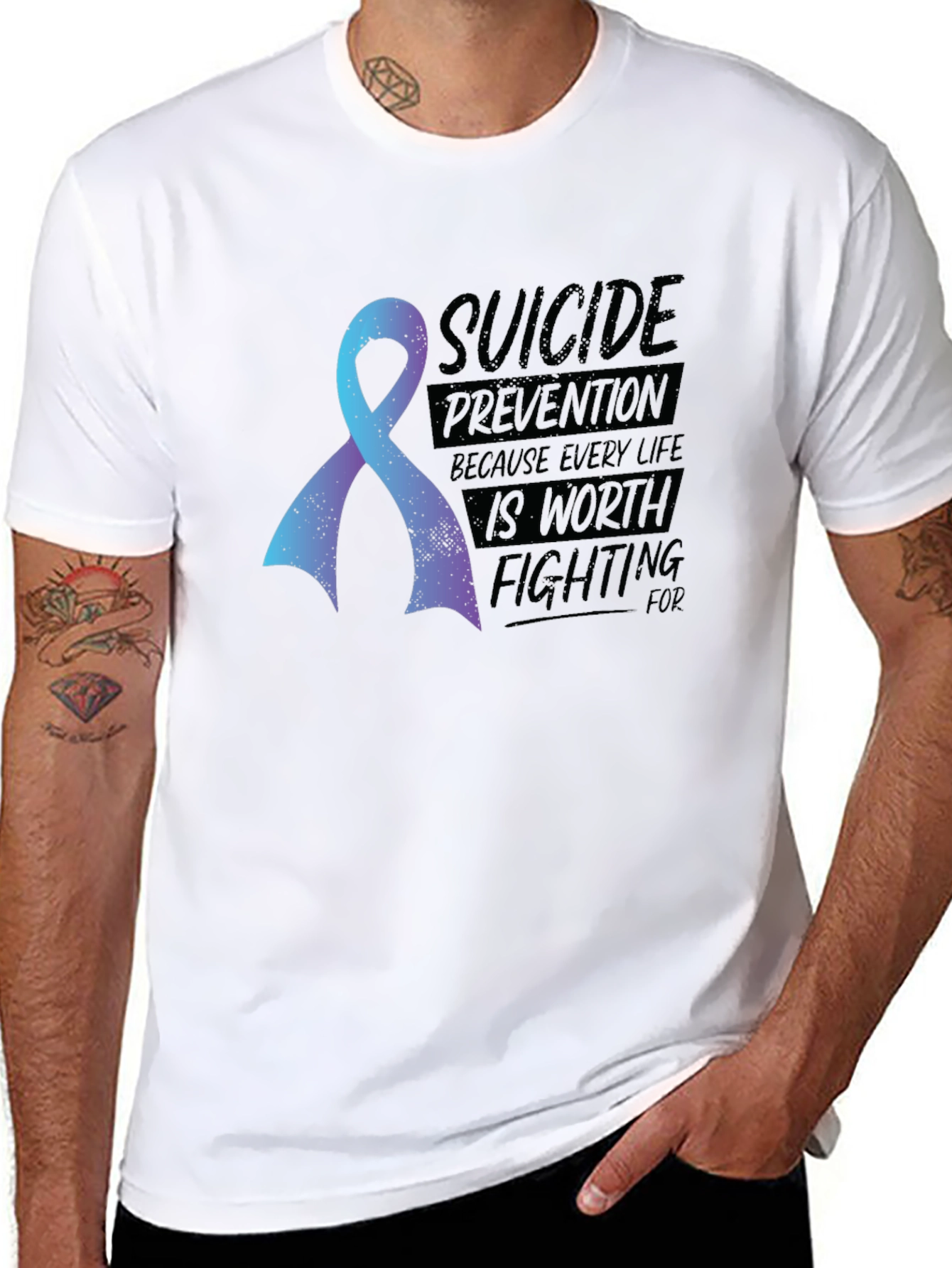 Suicide Prevention Awareness Ribbon Graphic T-Shirt