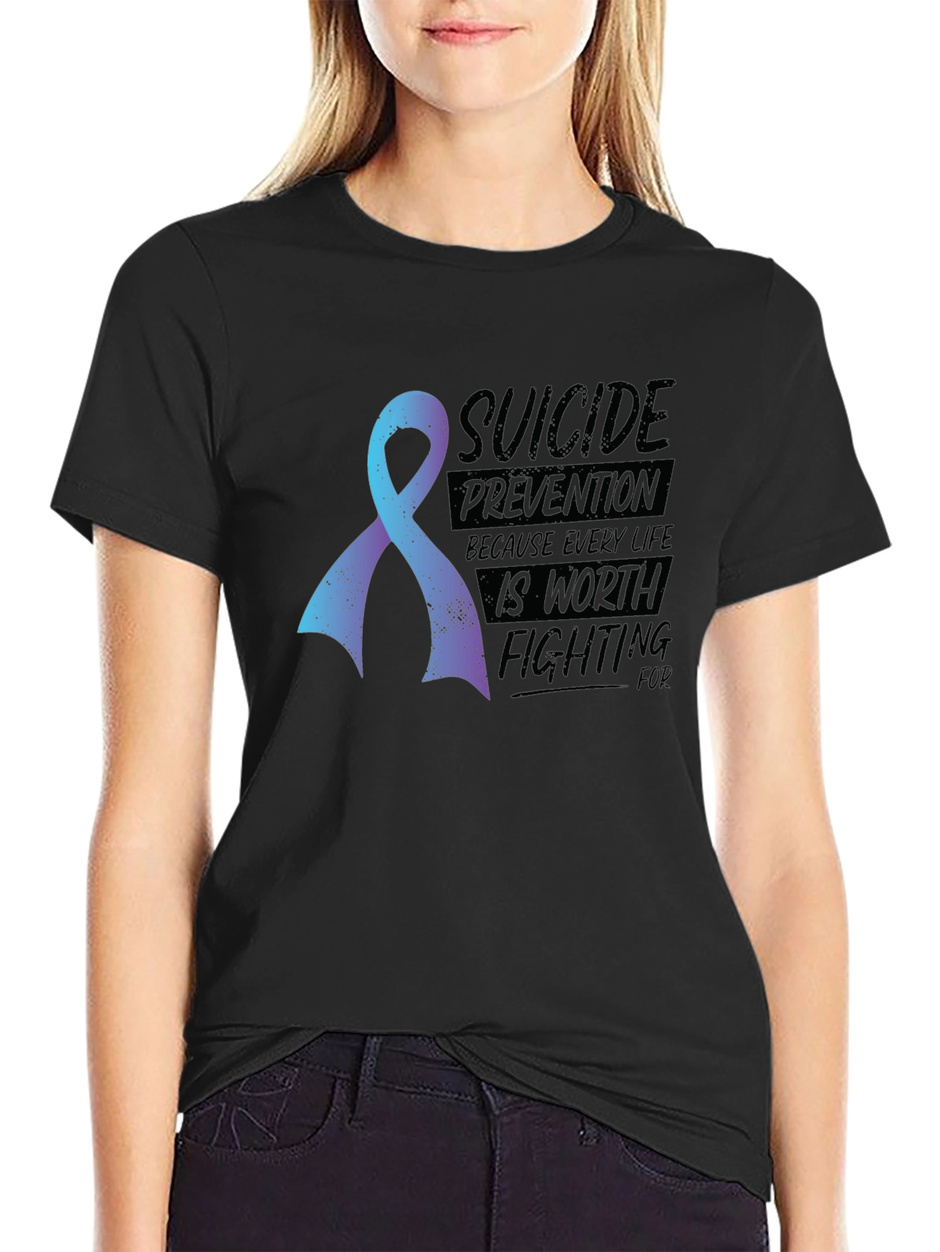 Suicide Prevention Awareness Ribbon Graphic T-Shirt