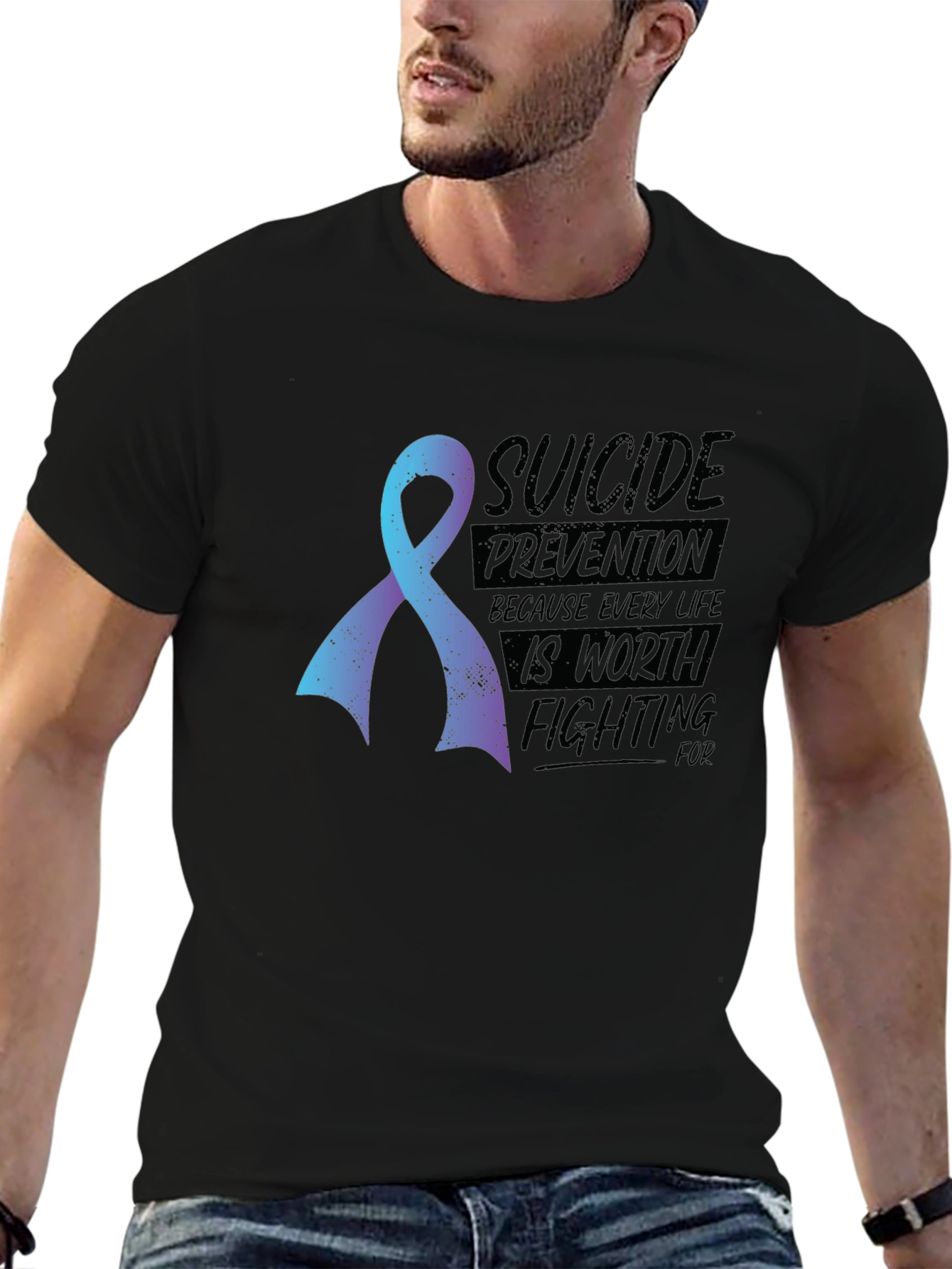 Suicide Prevention Awareness Ribbon Graphic T-Shirt