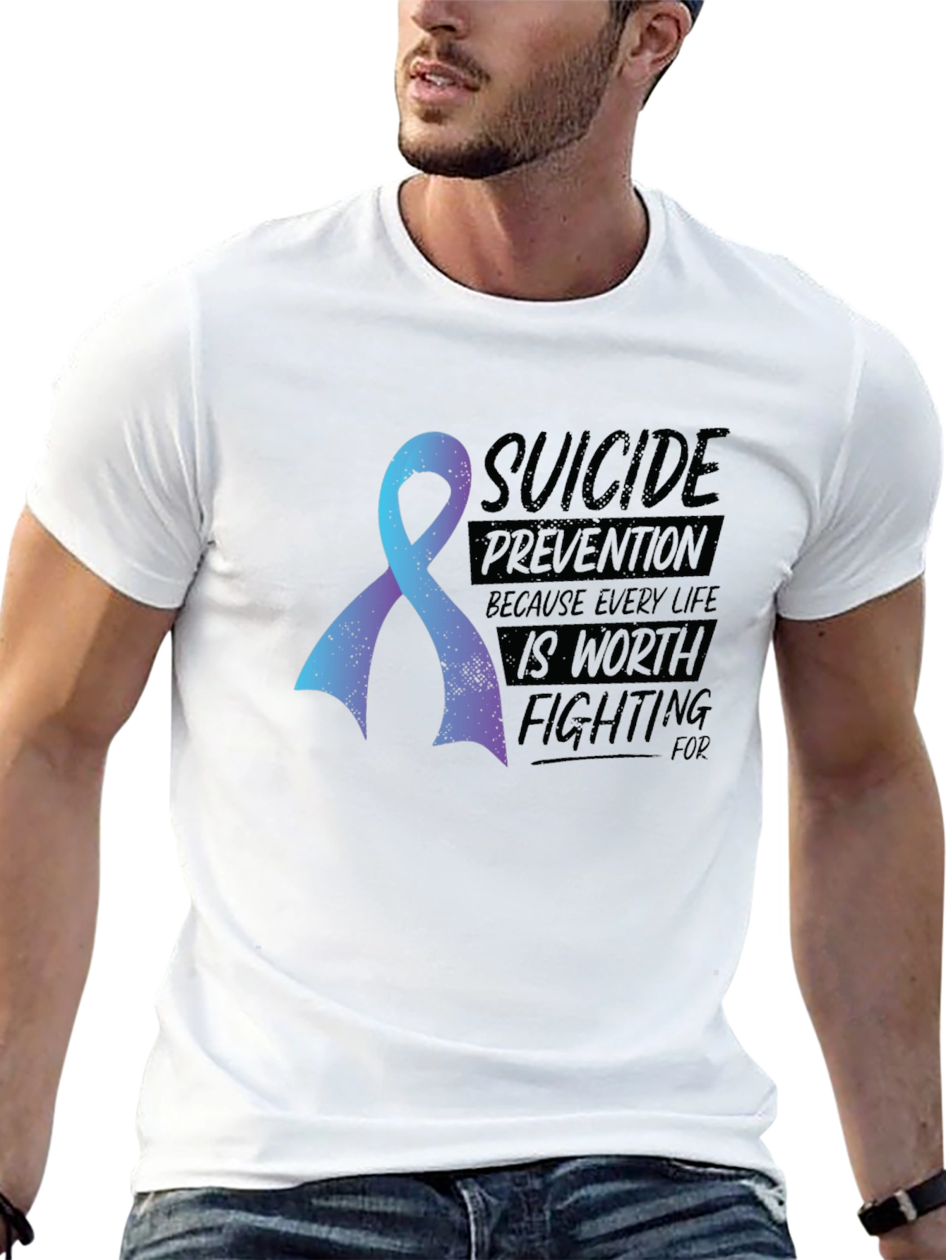 Suicide Prevention Awareness Ribbon Graphic T-Shirt